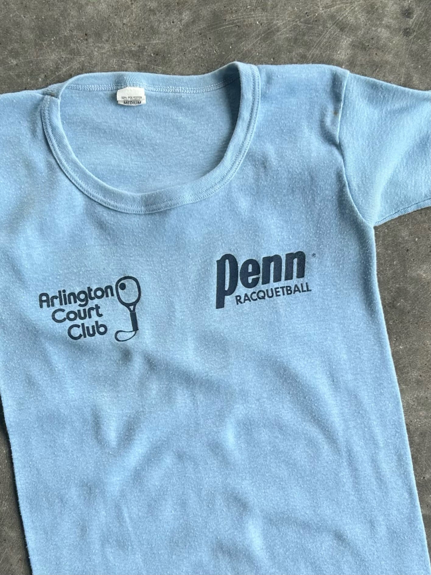 Vintage Baby Blue Arlington Court Club Penn Racquetball Tee - M