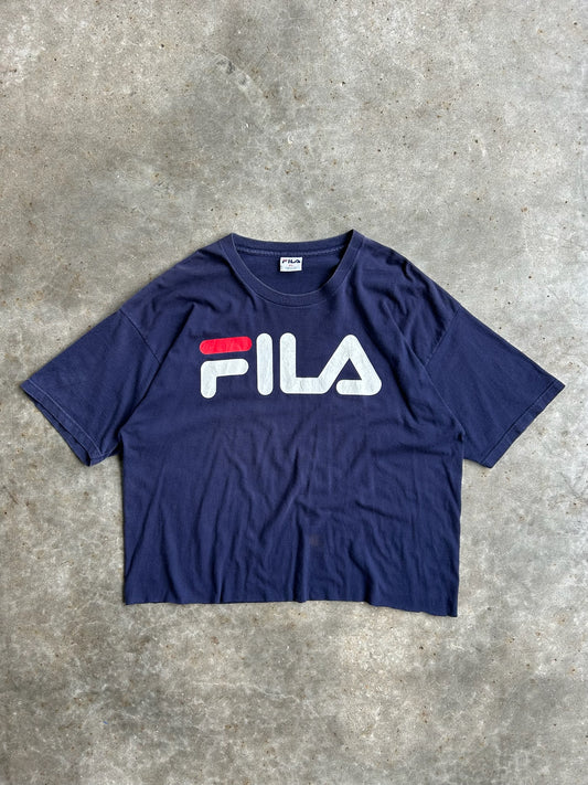 Vintage Navy Fila Crop Shirt - XL