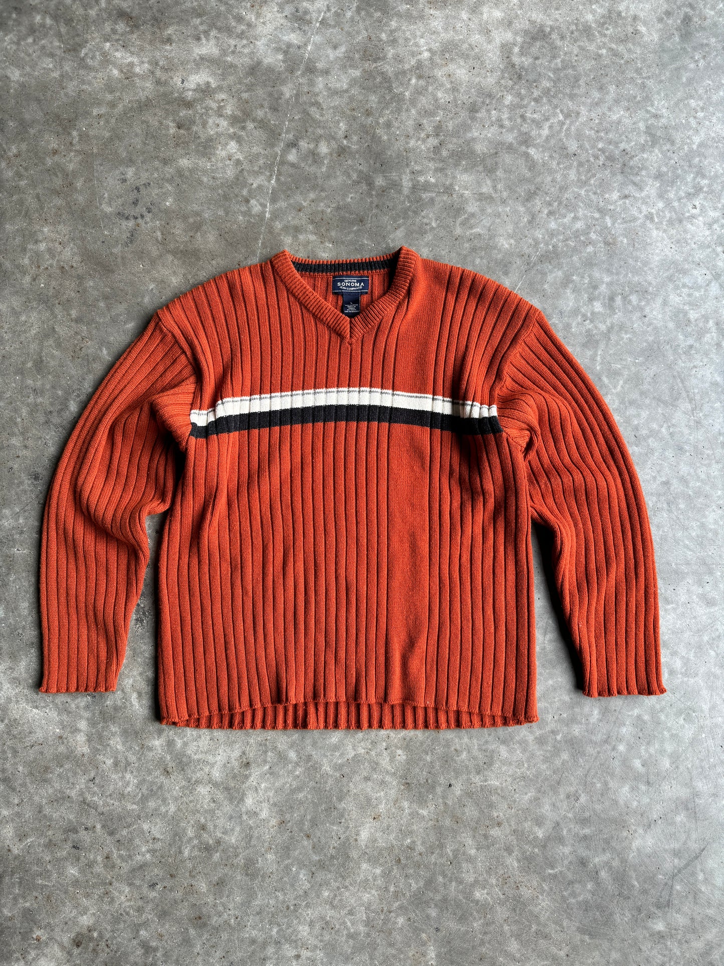 Vintage Sonoma Orange Stripe Sweater - L