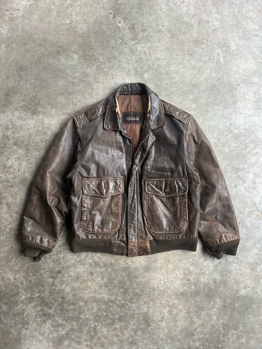 Vintage Brown Mirage Distressed Leather Jacket - L