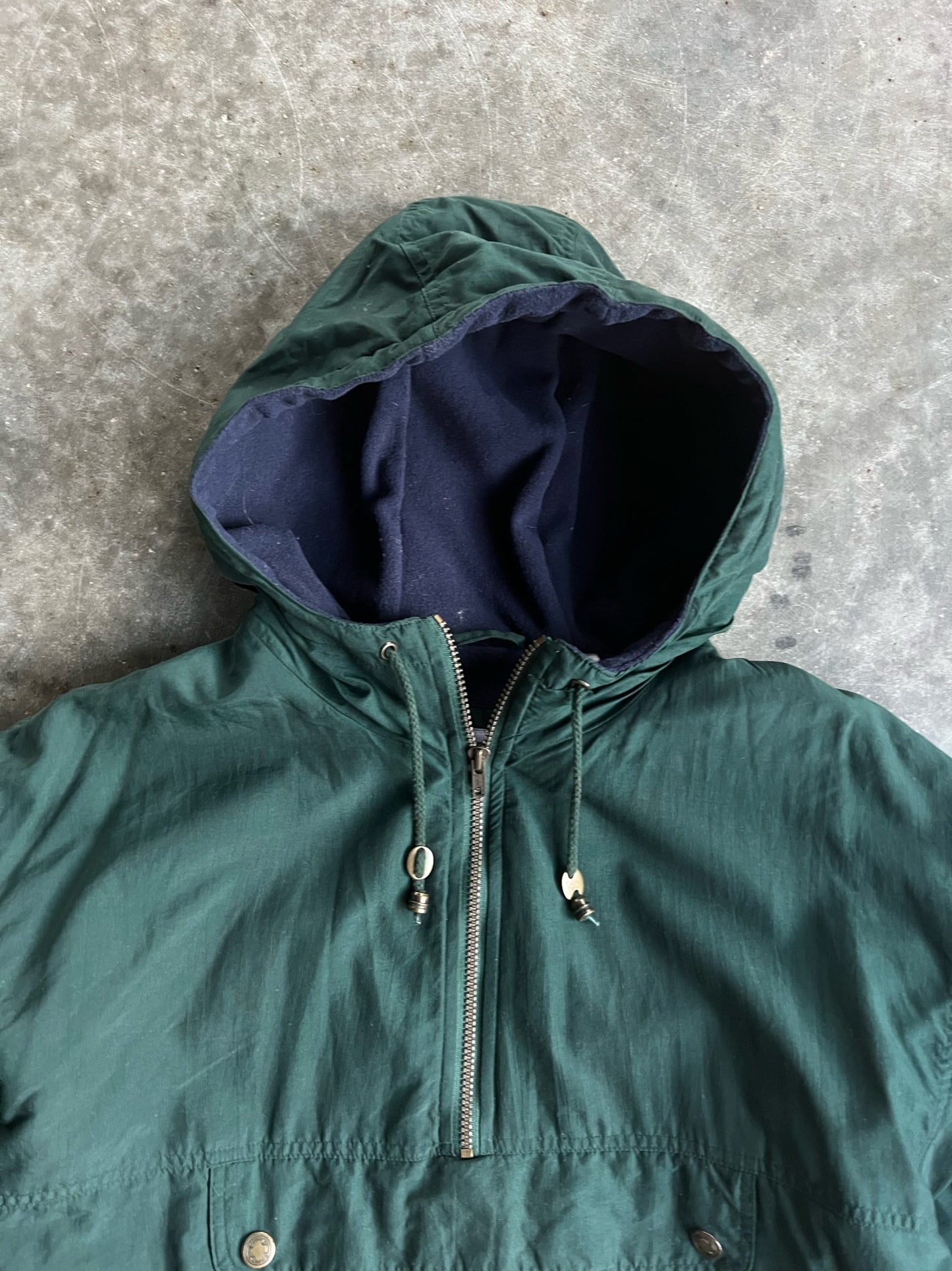 Vintage Green Fleece Lined Hooded Jacket - L