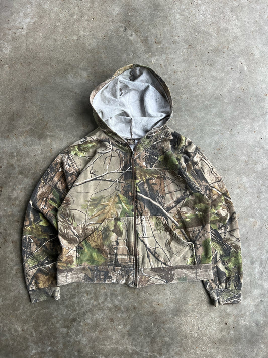 Vintage Camo Zip Up Hoodie - XL