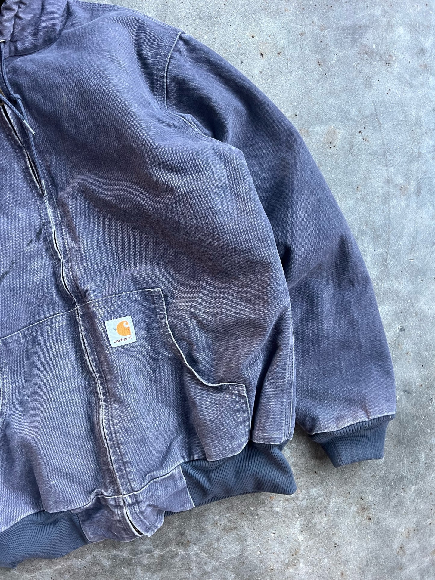 Vintage Faded Dark Purple Hooded Carhartt Jacket - S