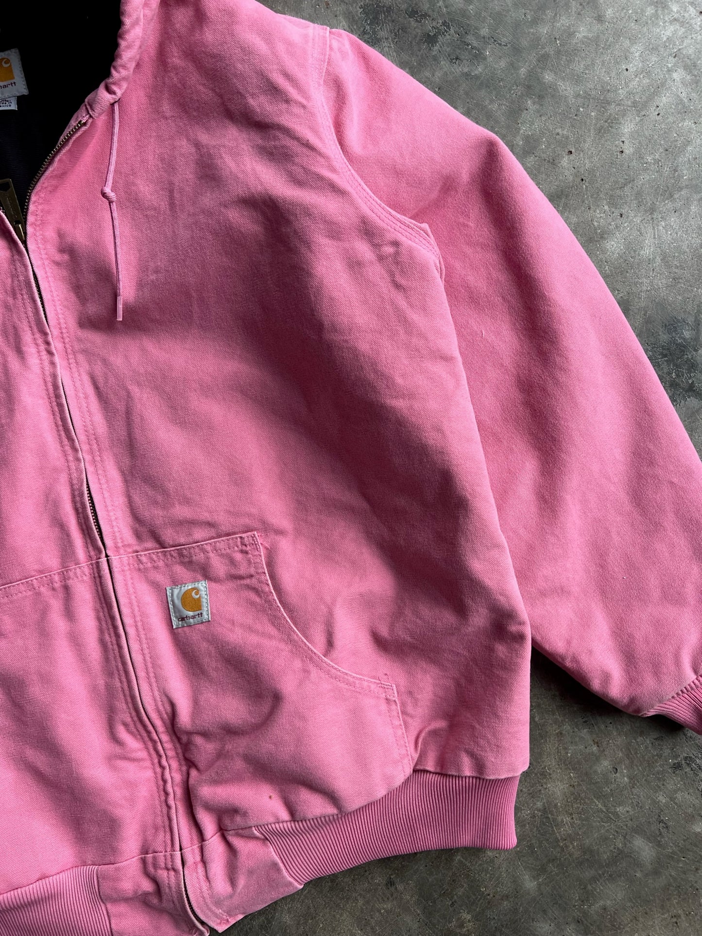 Vintage Baby Pink Hooded Carhartt Jacket - XL