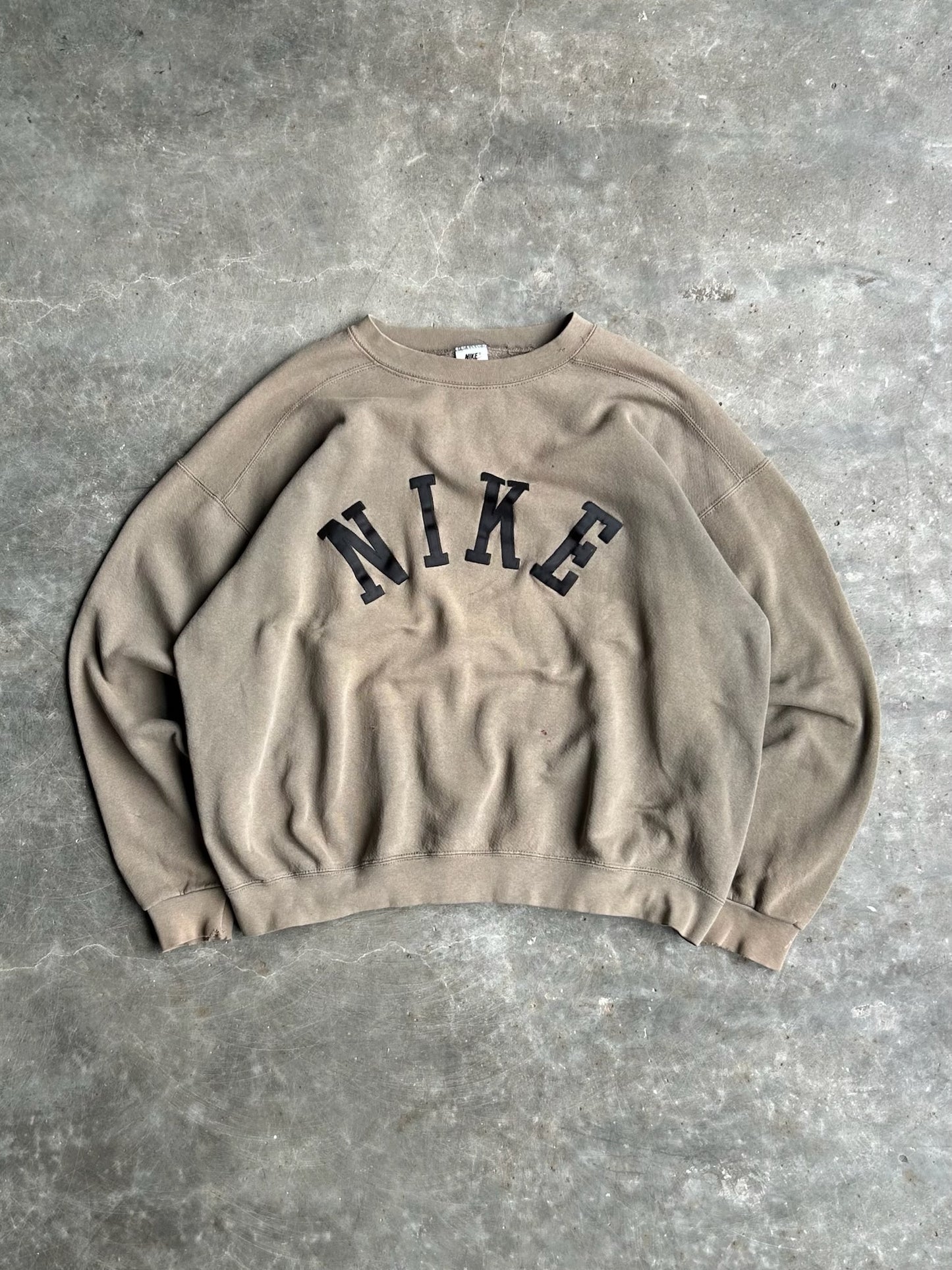 Vintage Army Green Nike Distressed Crew - L