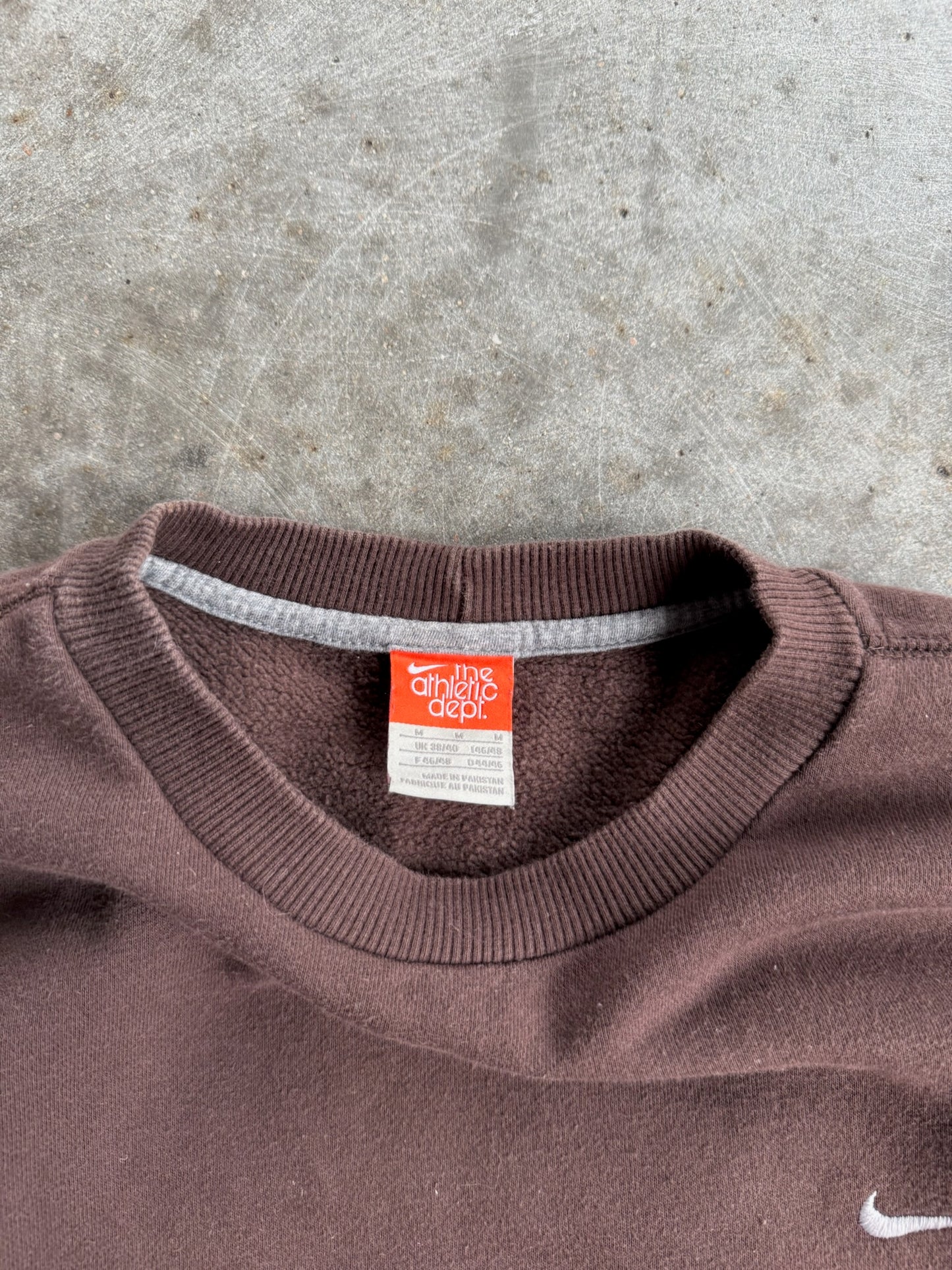 Vintage Nike Swoosh Brown Crew - M