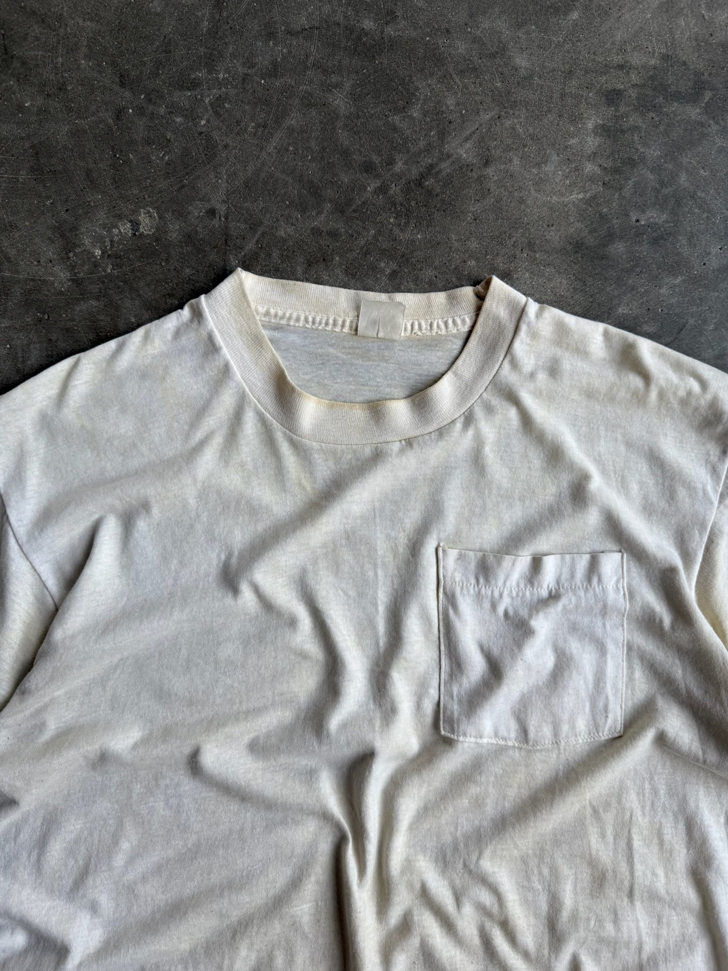 True Vintage Single Stitch White Faded and Distressed Tee - XL