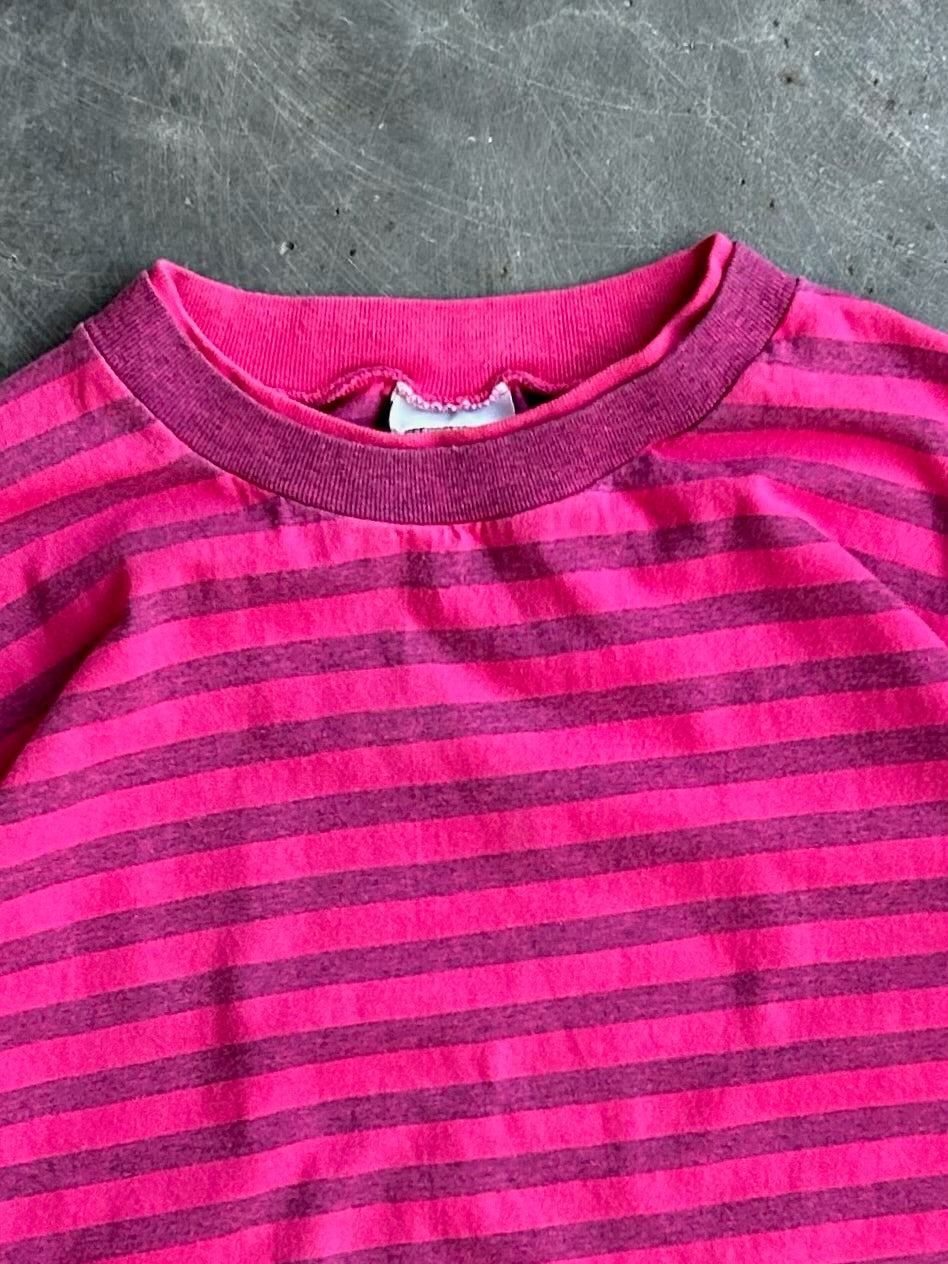 Vintage Pink Striped Tee - XL