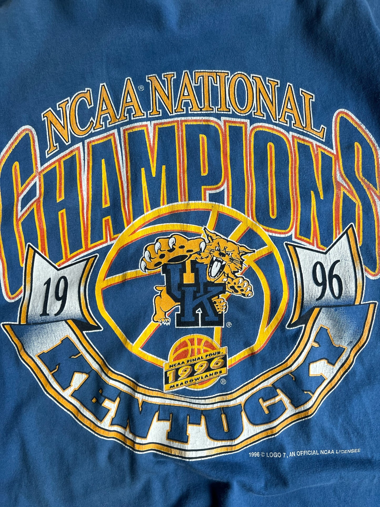 Vintage Blue Kentucky NCAA 1996 National Champions Shirt - XL