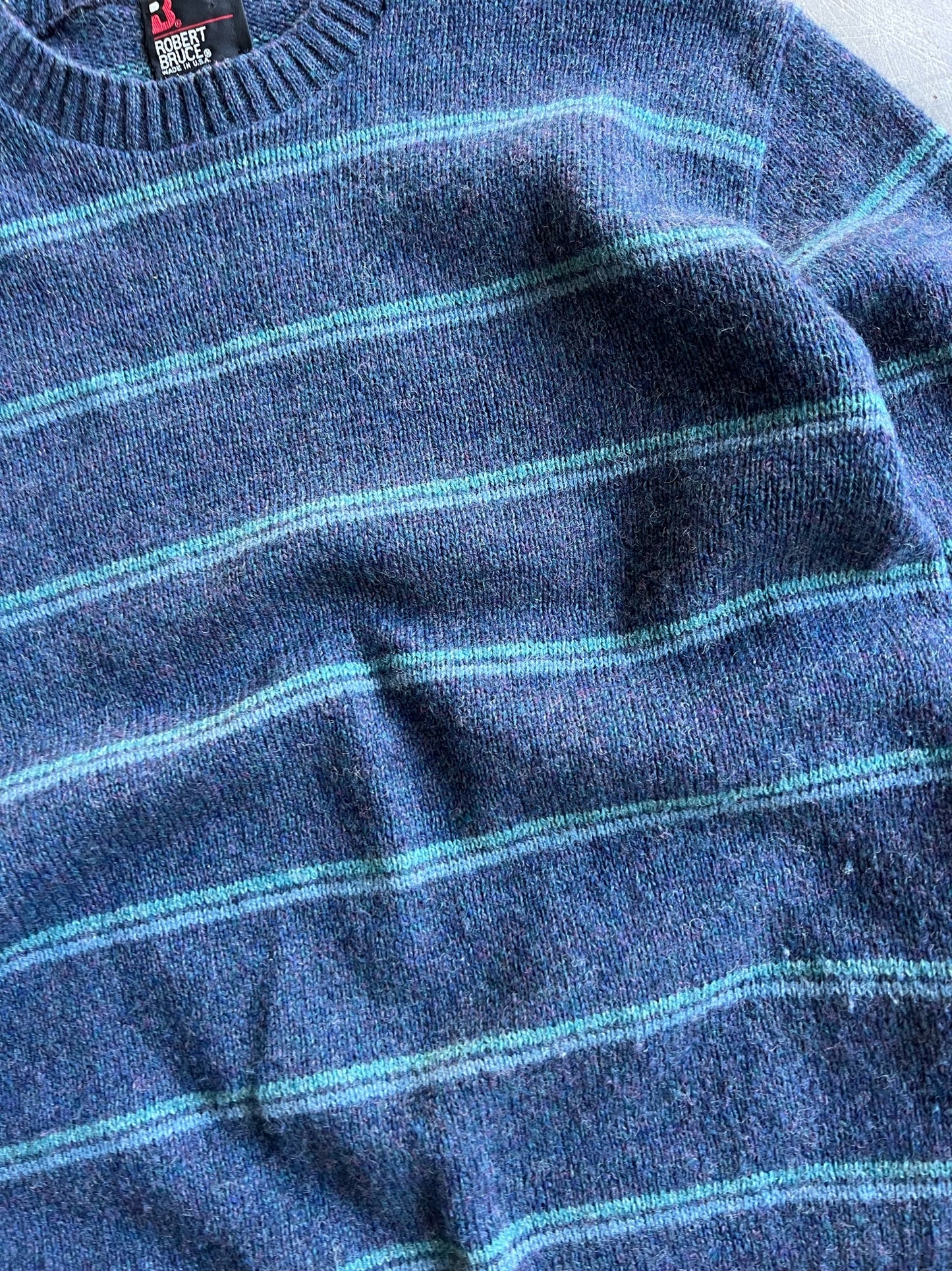 Vintage Blue Striped Robert Bruce Sweater - L