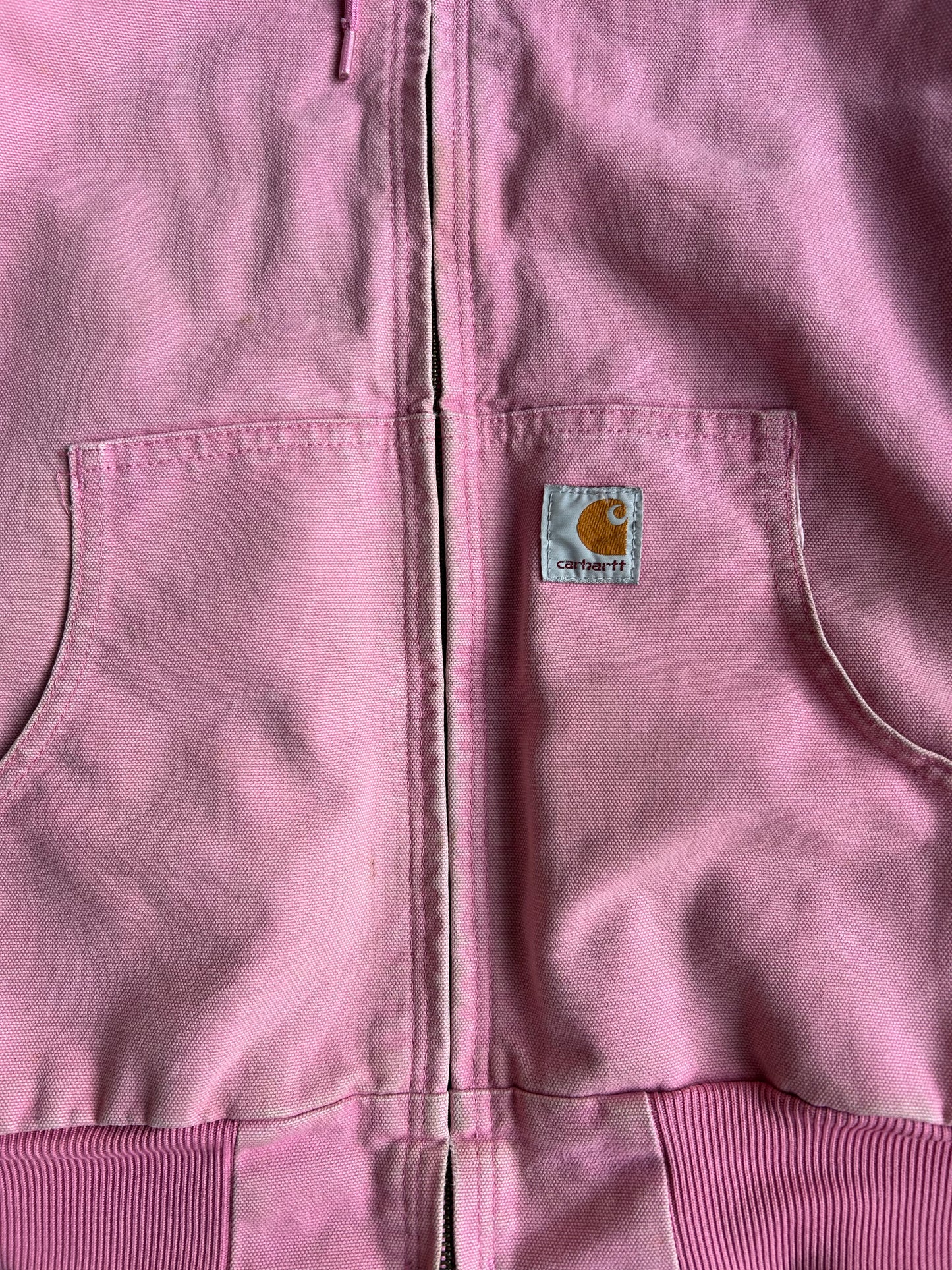 Vintage Baby Pink Hooded Carhartt Jacket - S