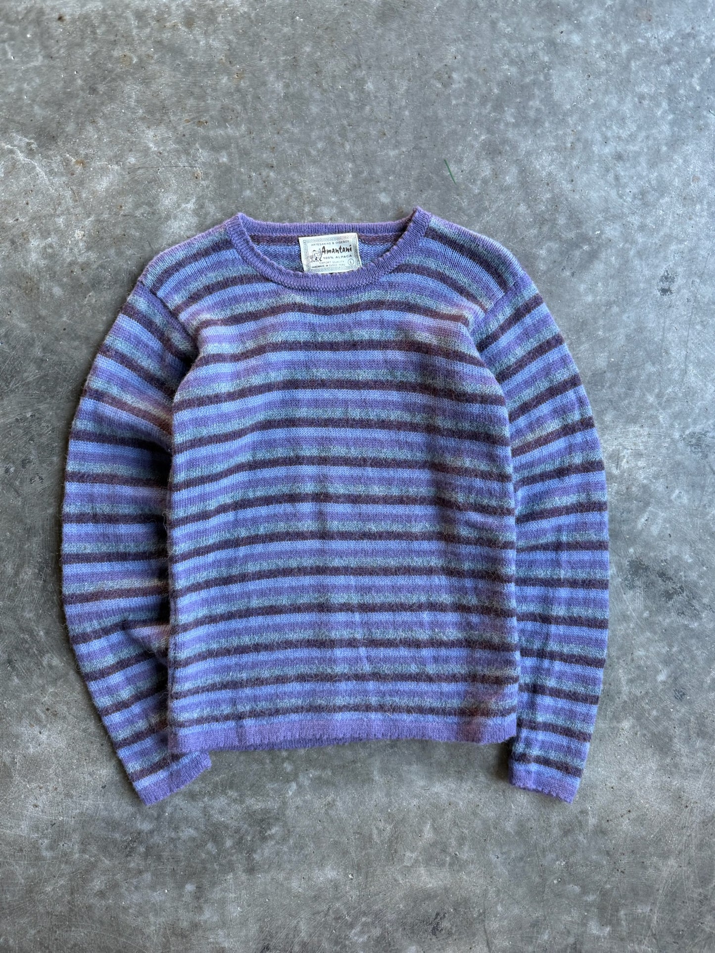 Vintage Amantani Purple Stripe Alpaca Sweater - L