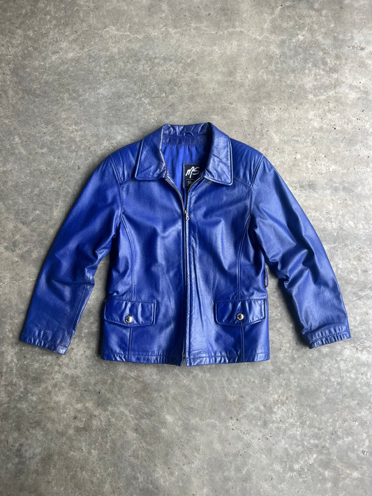 Vintage Maxima Royal Blue Leather Jacket - M