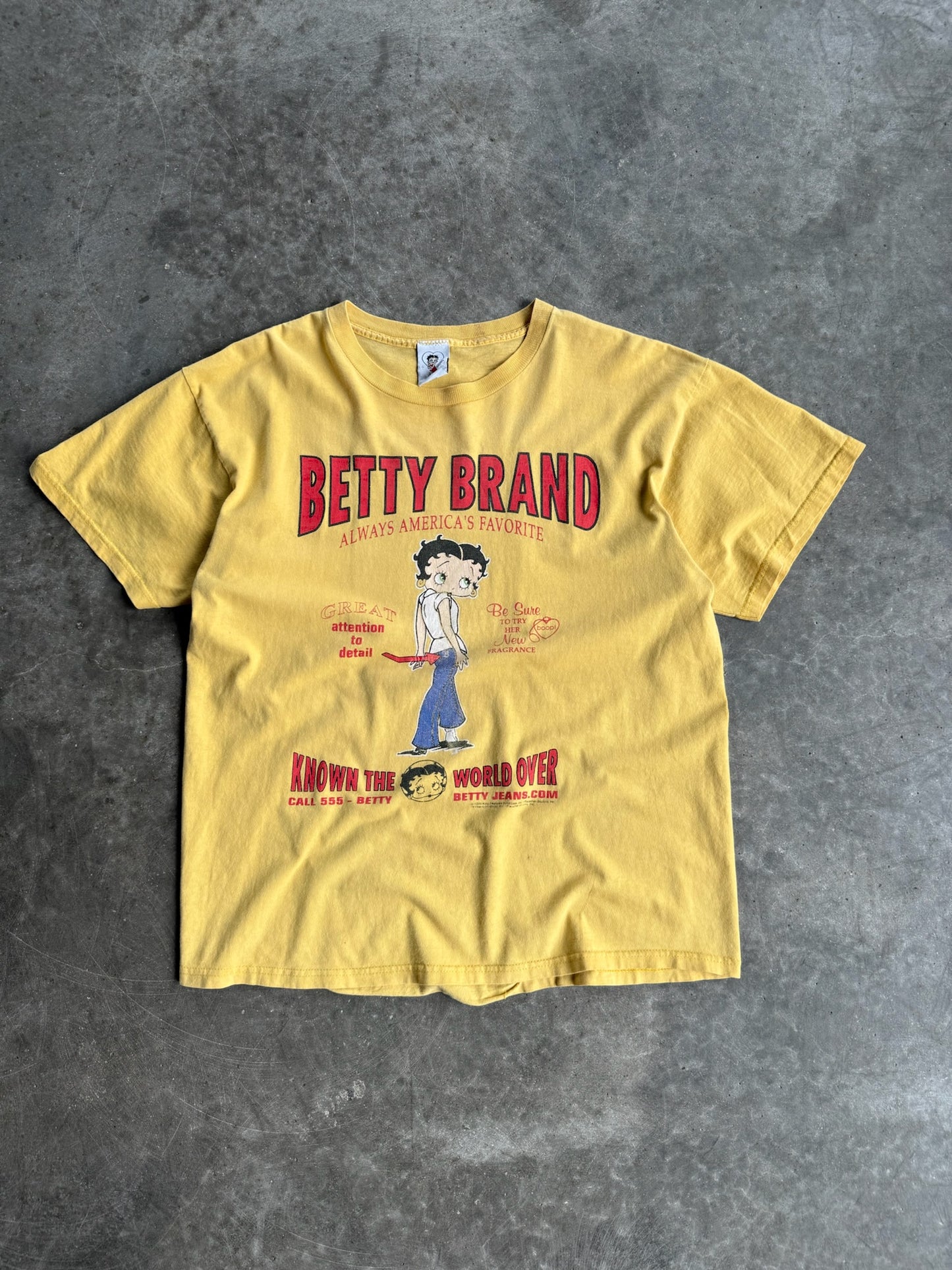 Vintage Faded Yellow Betty Brand Distressed Tee - XL
