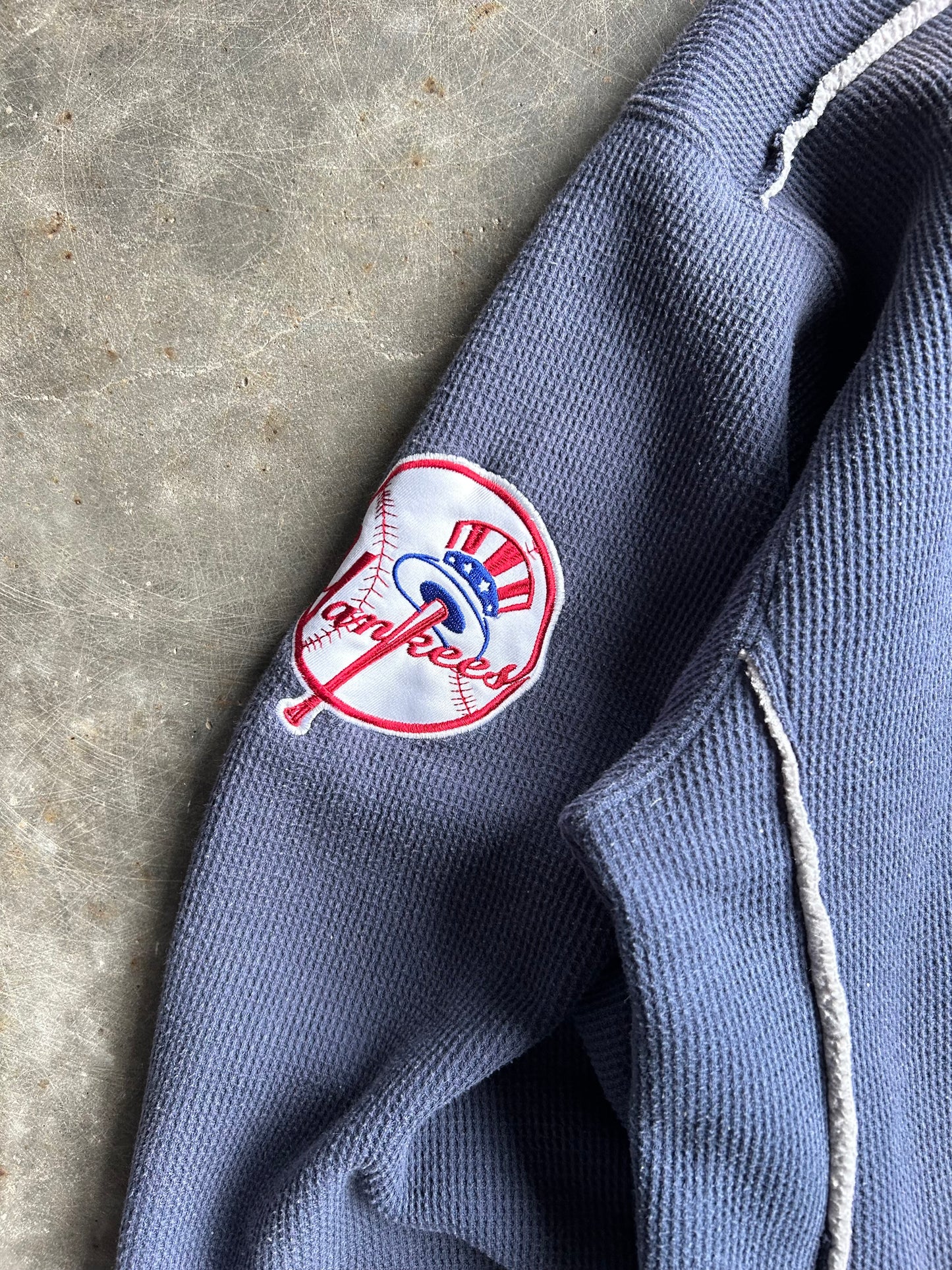 Vintage Yankees Waffle Knit Fleece Lined Zip Up Hoodie - XXL