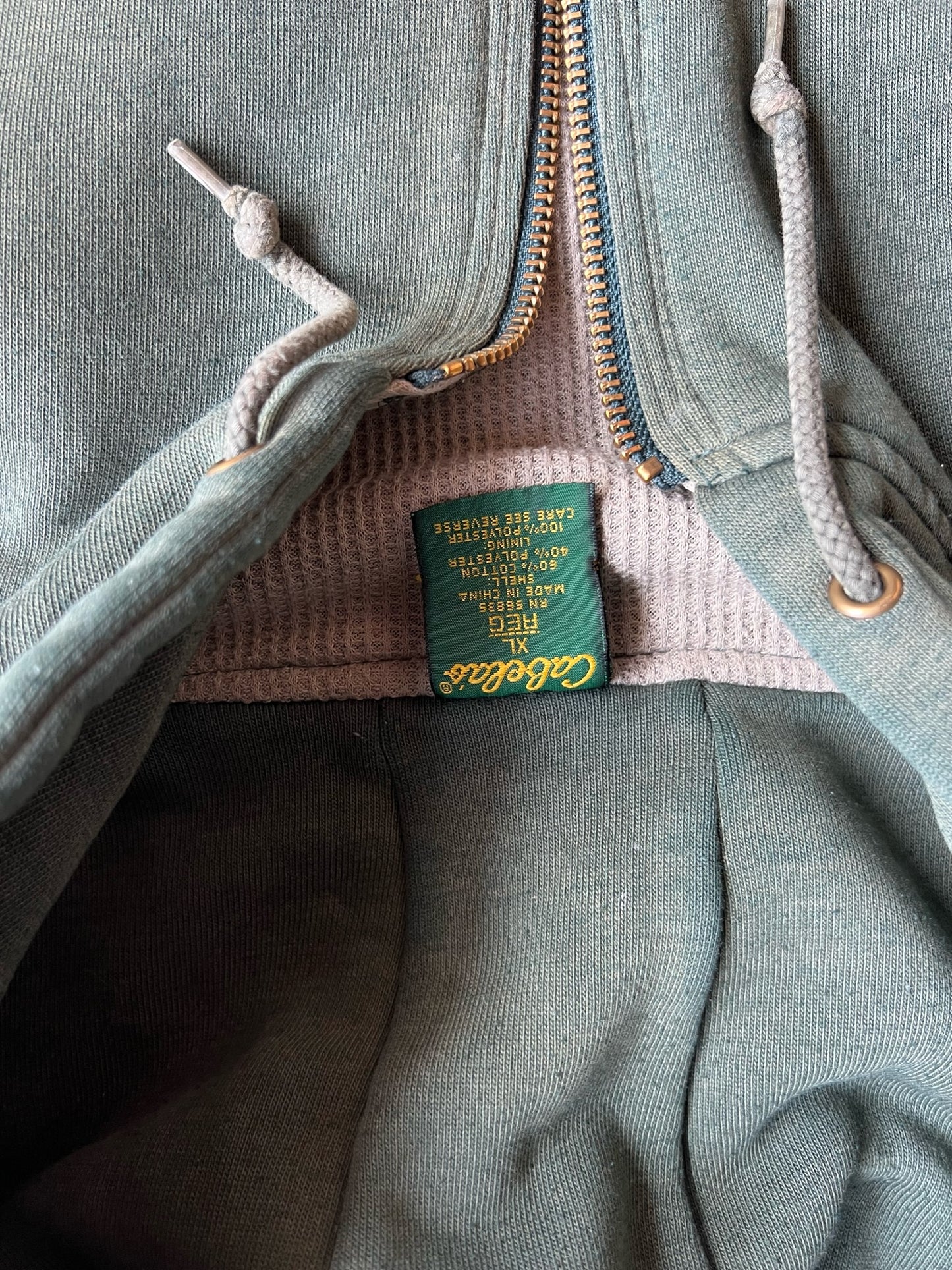 Vintage Green Painted Thermal Lined Zip Up - XL