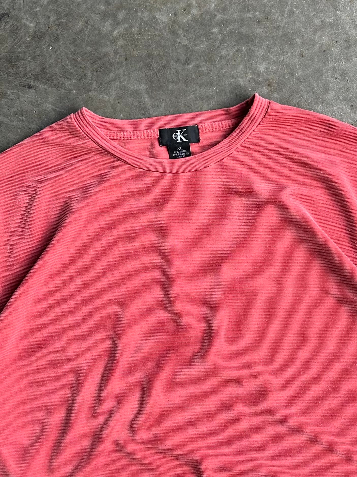 Vintage Salmon Calvin Klein Cropped Shirt - XL