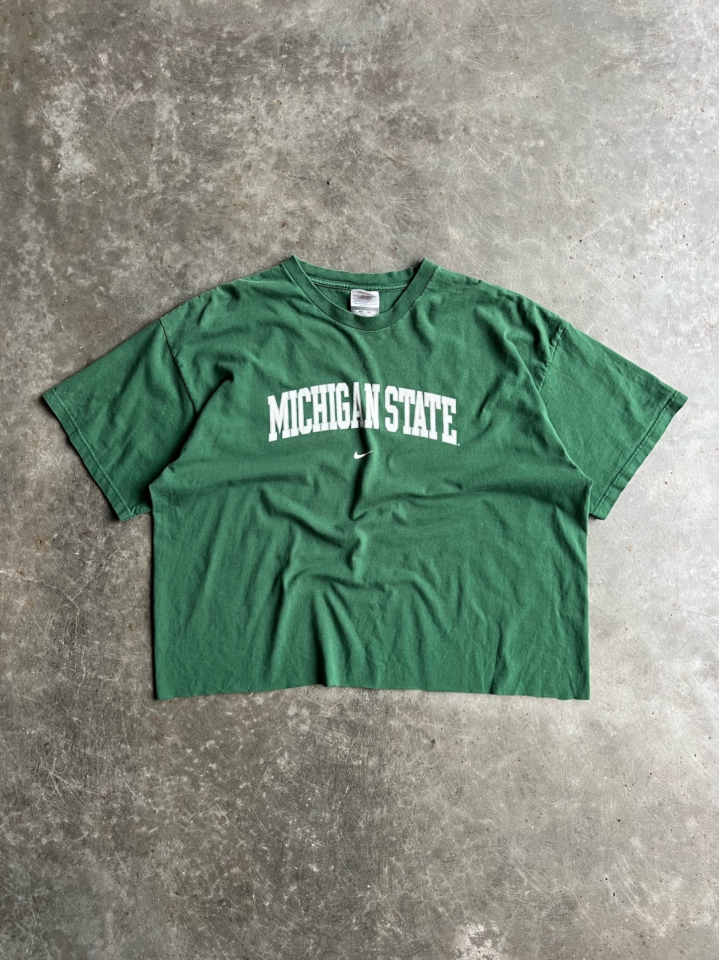 Vintage Green Cropped Michigan State Shirt - XXL