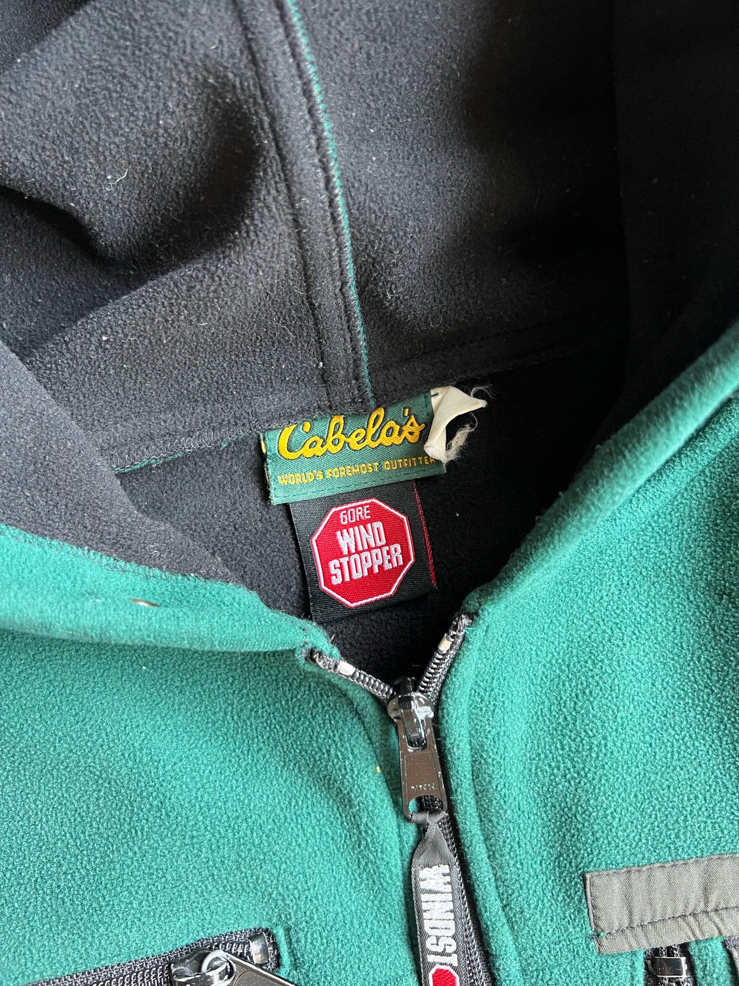 Vintage Green Cabelas Hooded Quarter Zip - XL