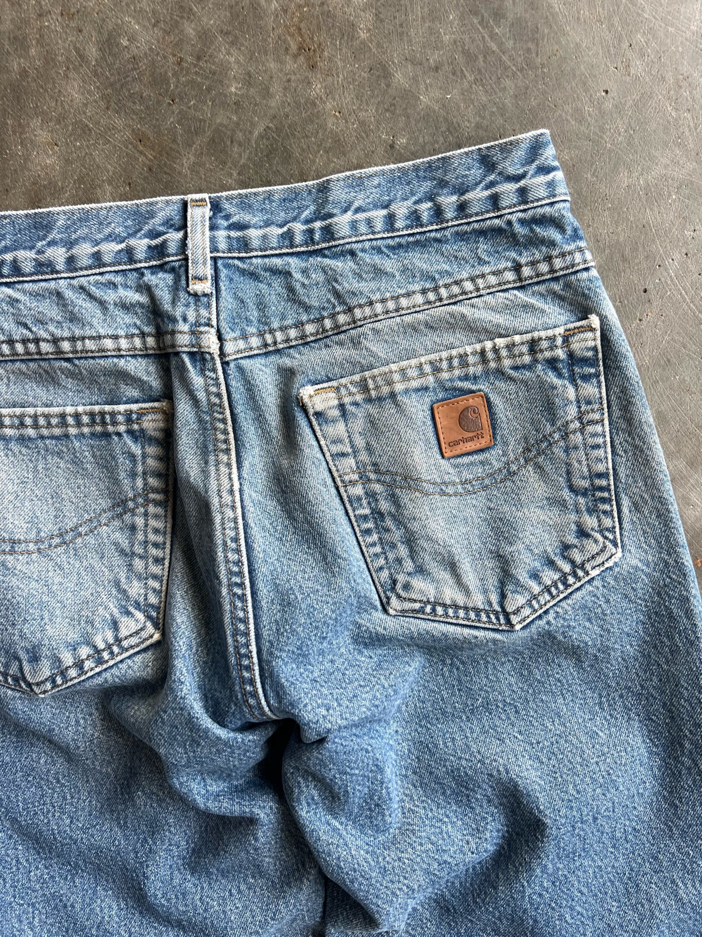 Vintage Faded Patched Medium Wash Carhartt Pants - 31