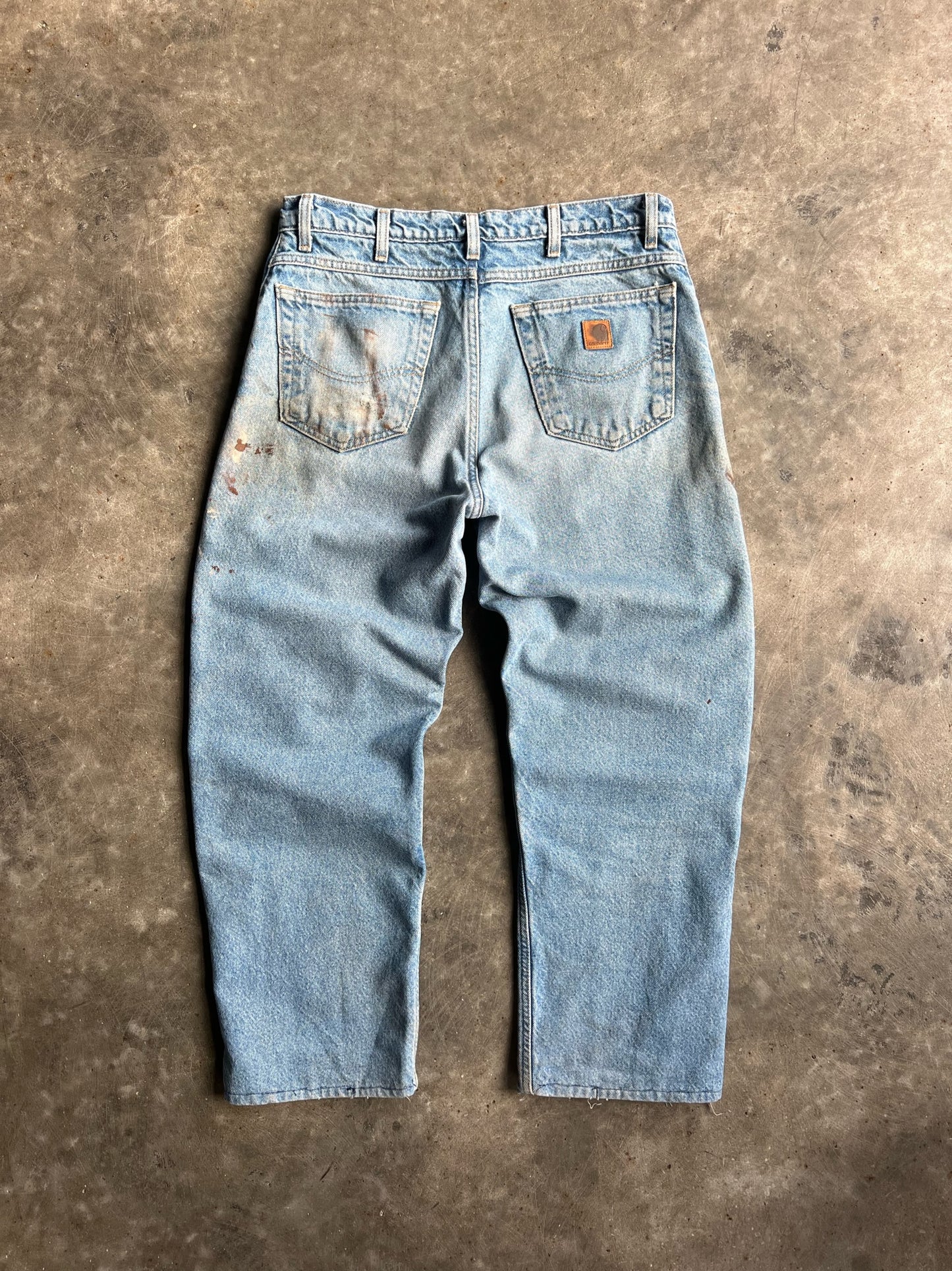 Vintage Faded Carhartt Medium Wash Painted Pants - 35