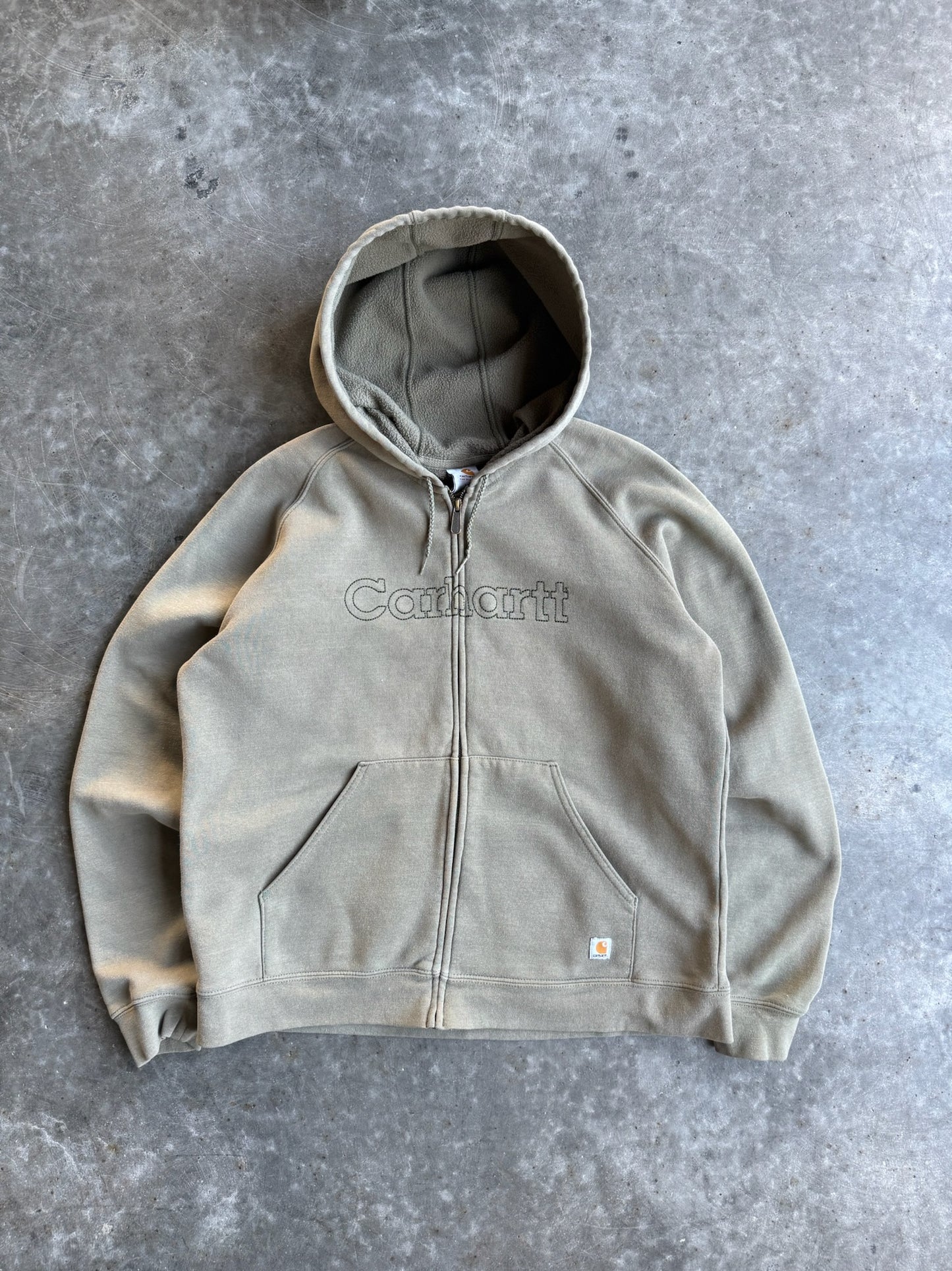 Vintage Carhartt Army Green Zip Up Hoodie - XL