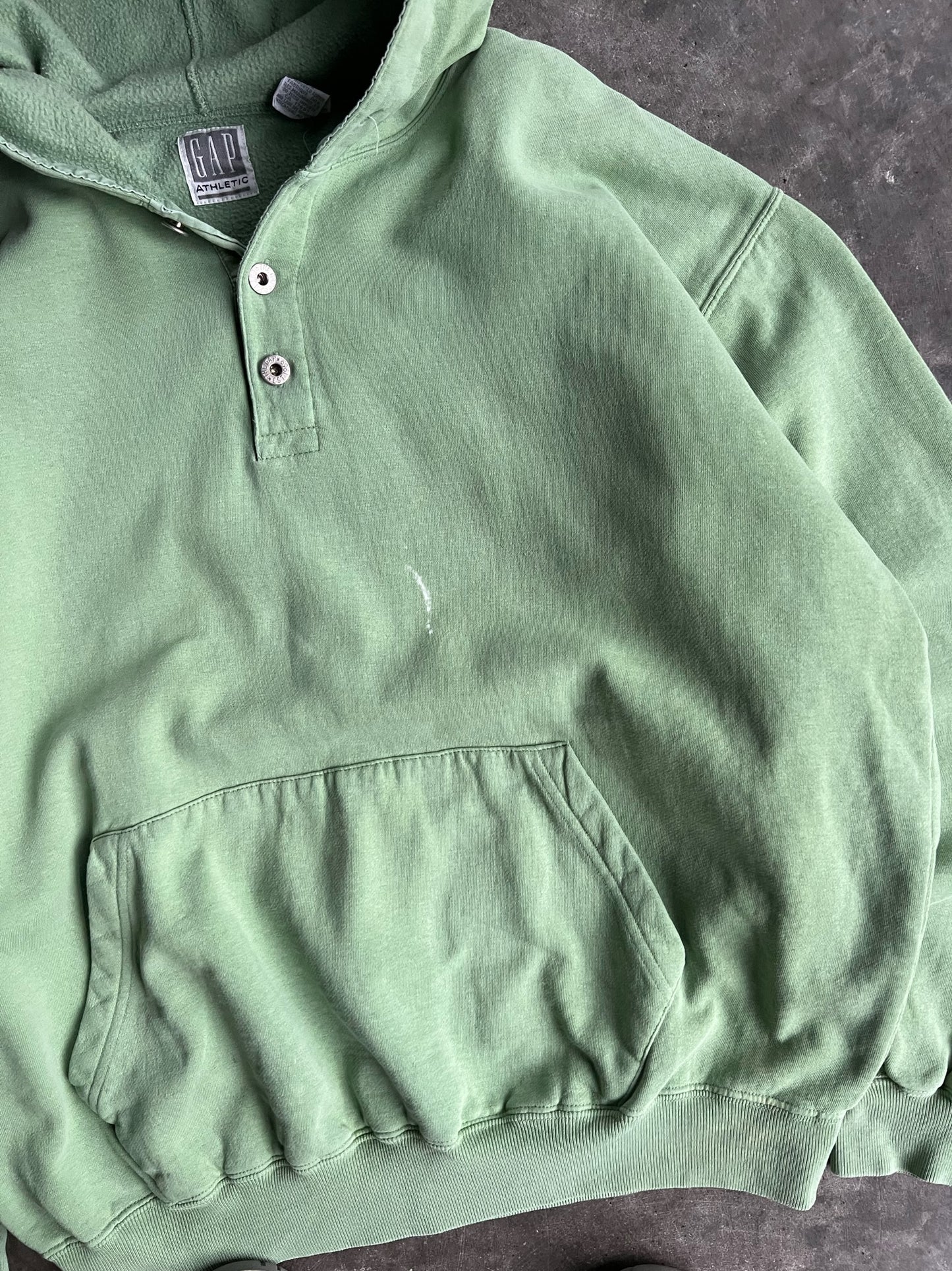 Vintage Green Gap Button Hoodie - L