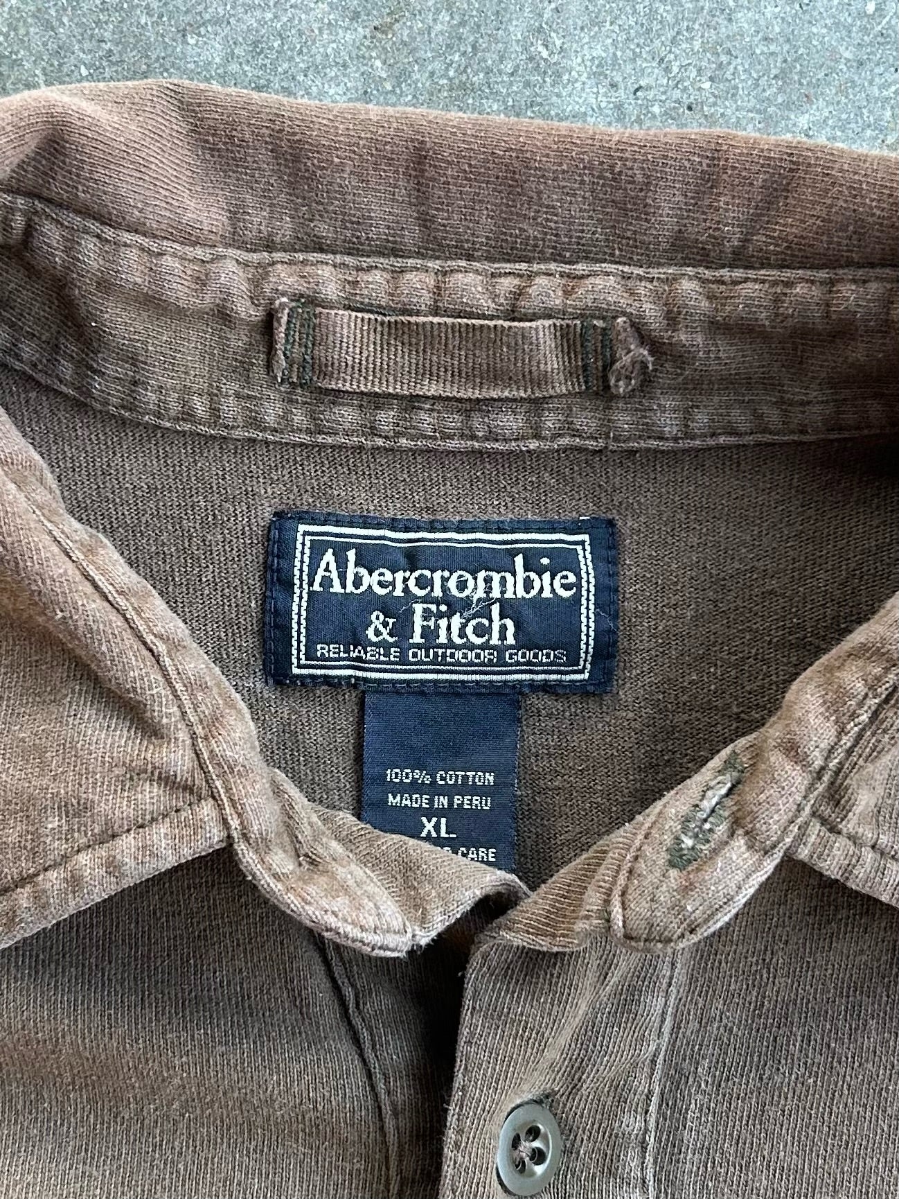 Vintage Brown Abercrombie & Fitch Long Sleeve Polo - XL