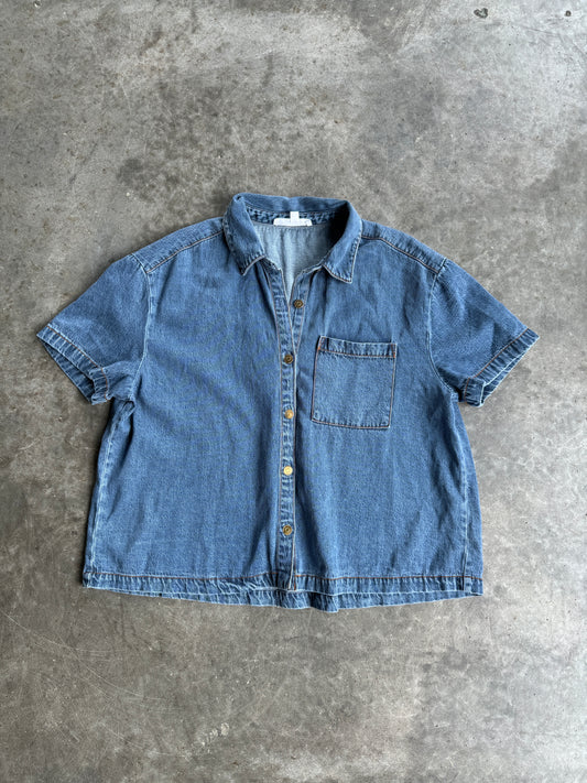 Vintage Jane + Delancey Crop Denim Button Up - XL