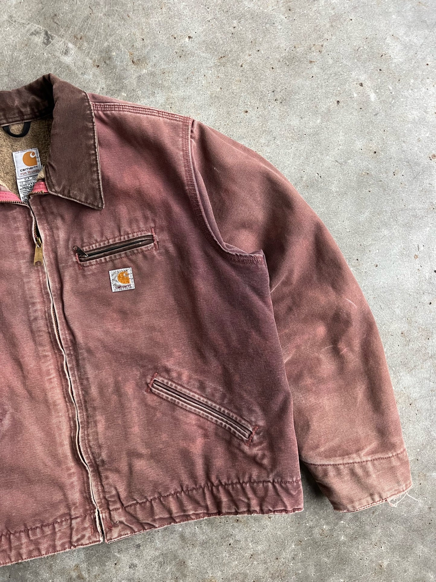 Vintage Faded Dusty Rose Flannel Lined Carhartt Detroit Jacket - XL