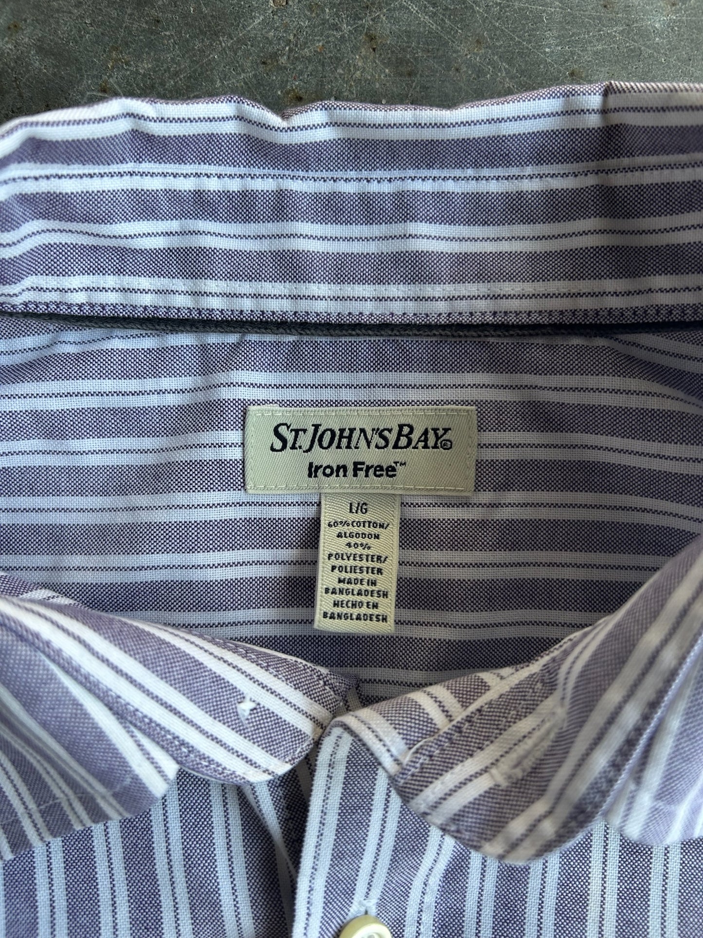 Purple Striped St. John’s Cropped Button-Up Shirt - L