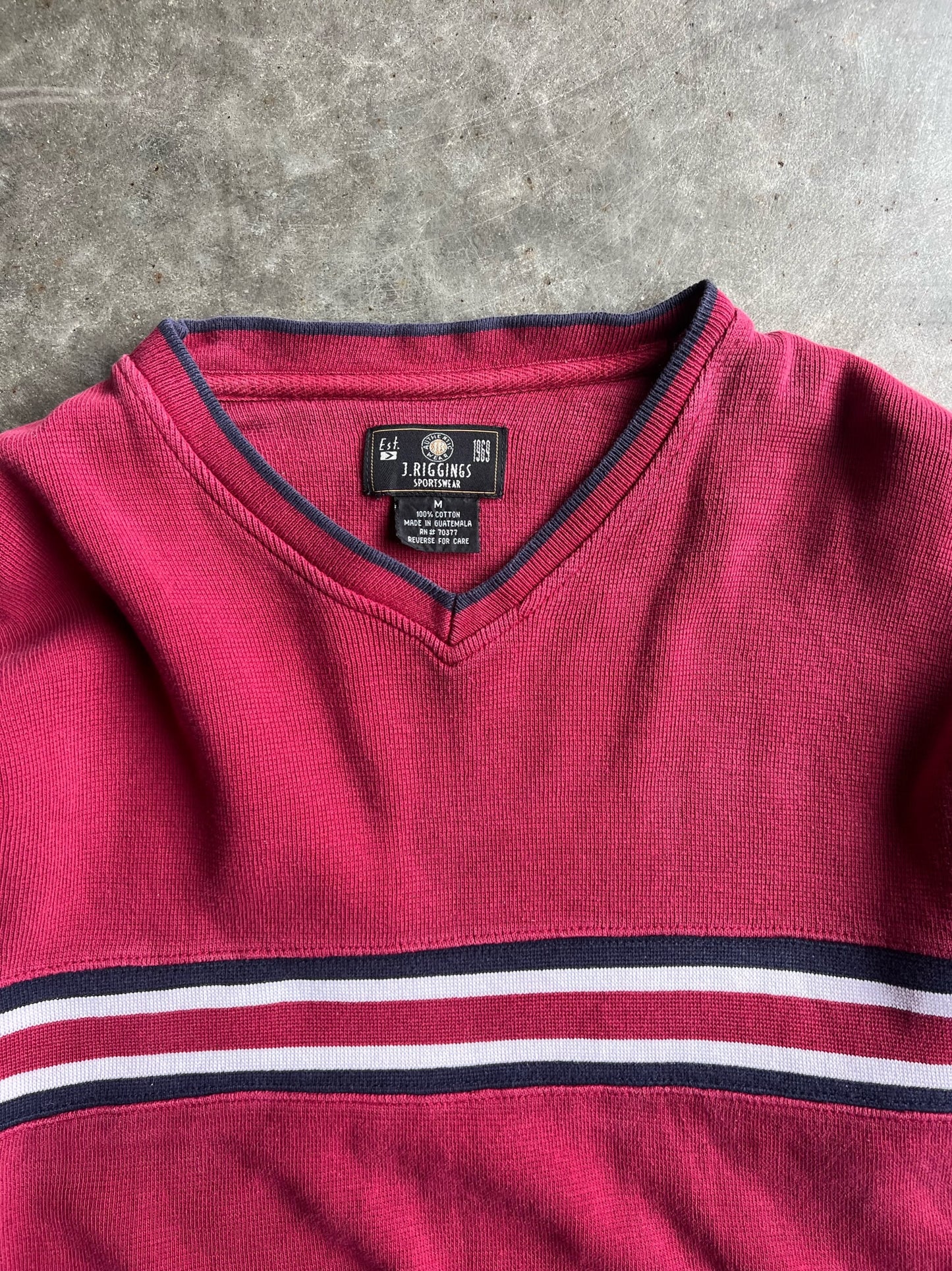 Vintage Red Striped Sweater - M