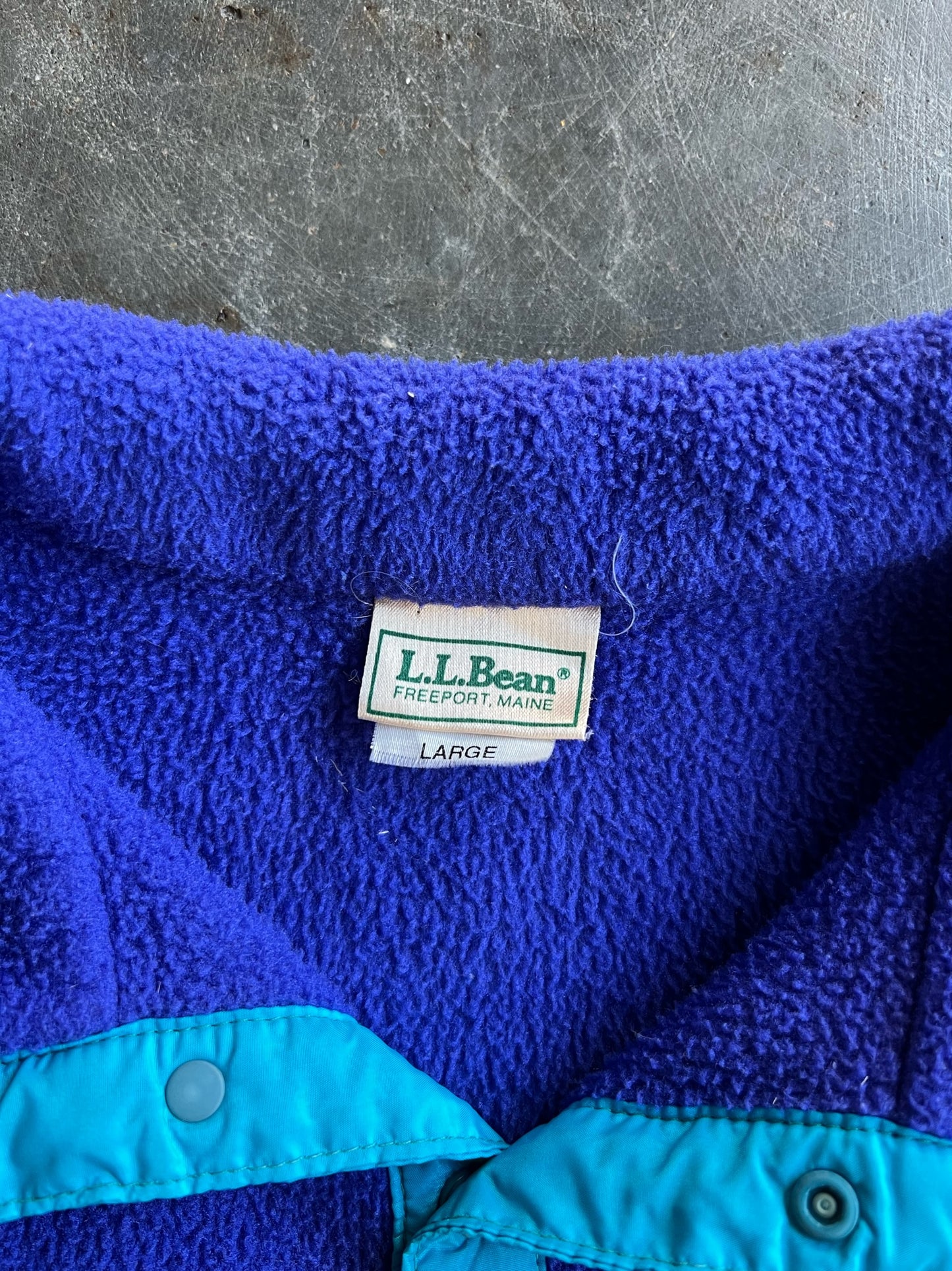 Vintage Blue Fleece LL. Bean T Snap - L