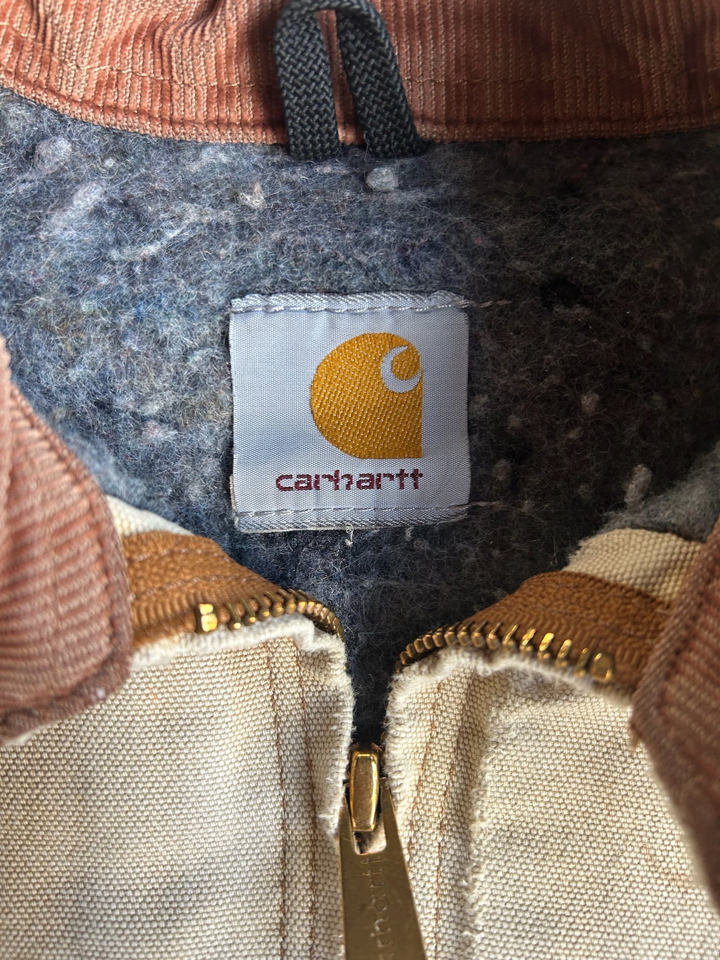 Vintage Cream Painted Flannel Lined Carhartt Detroit Jacket - L