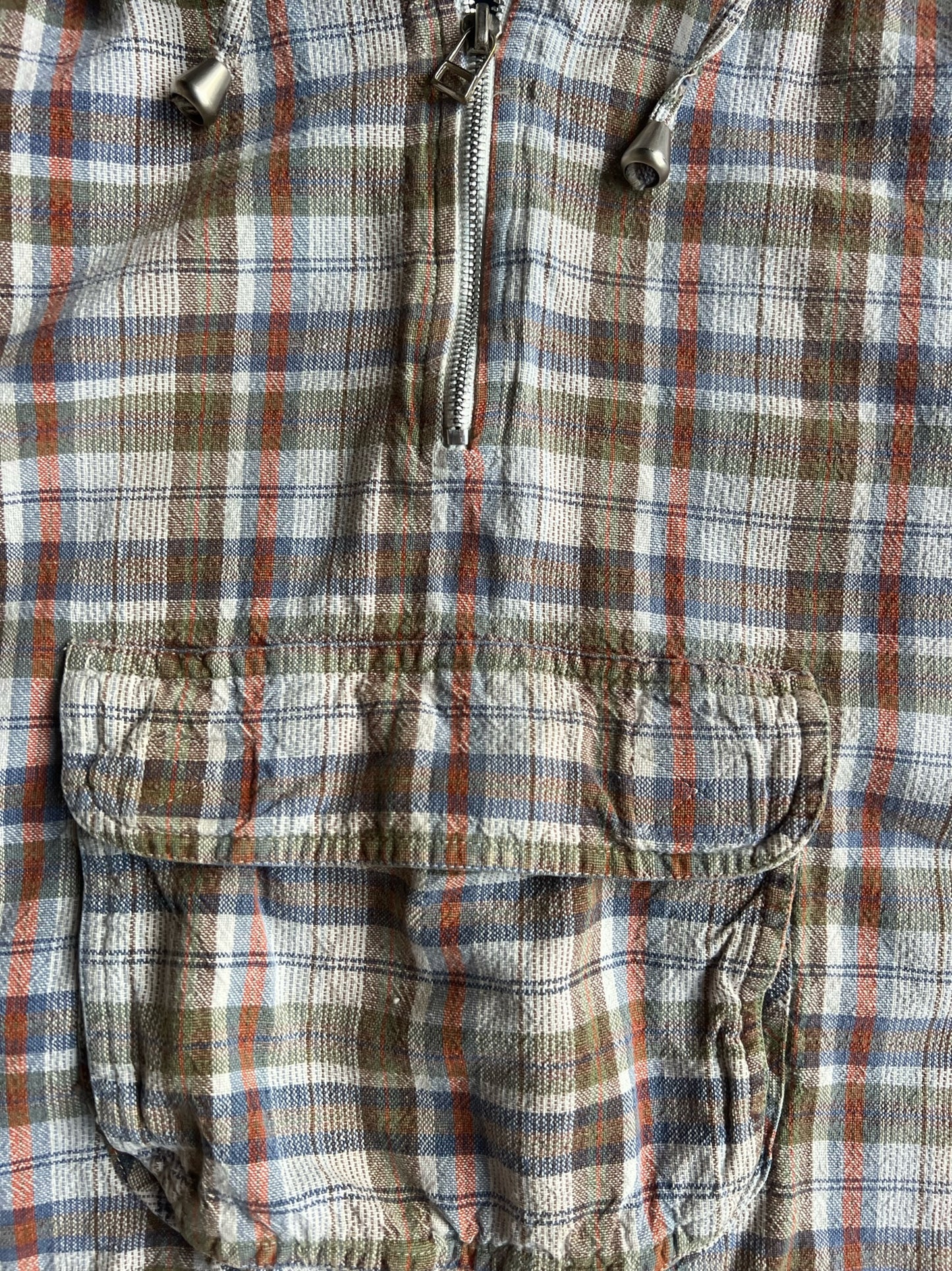 Vintage Plaid Quizz Jeans Quarter Zip Hoodie - S