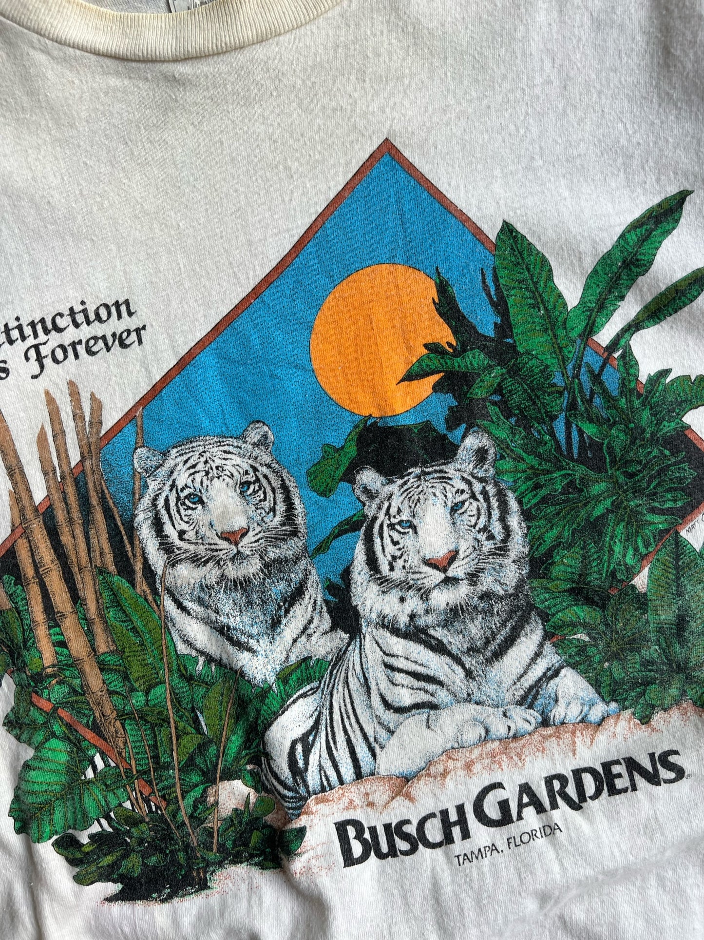 Vintage White Busch Gardens Tiger Shirt - L