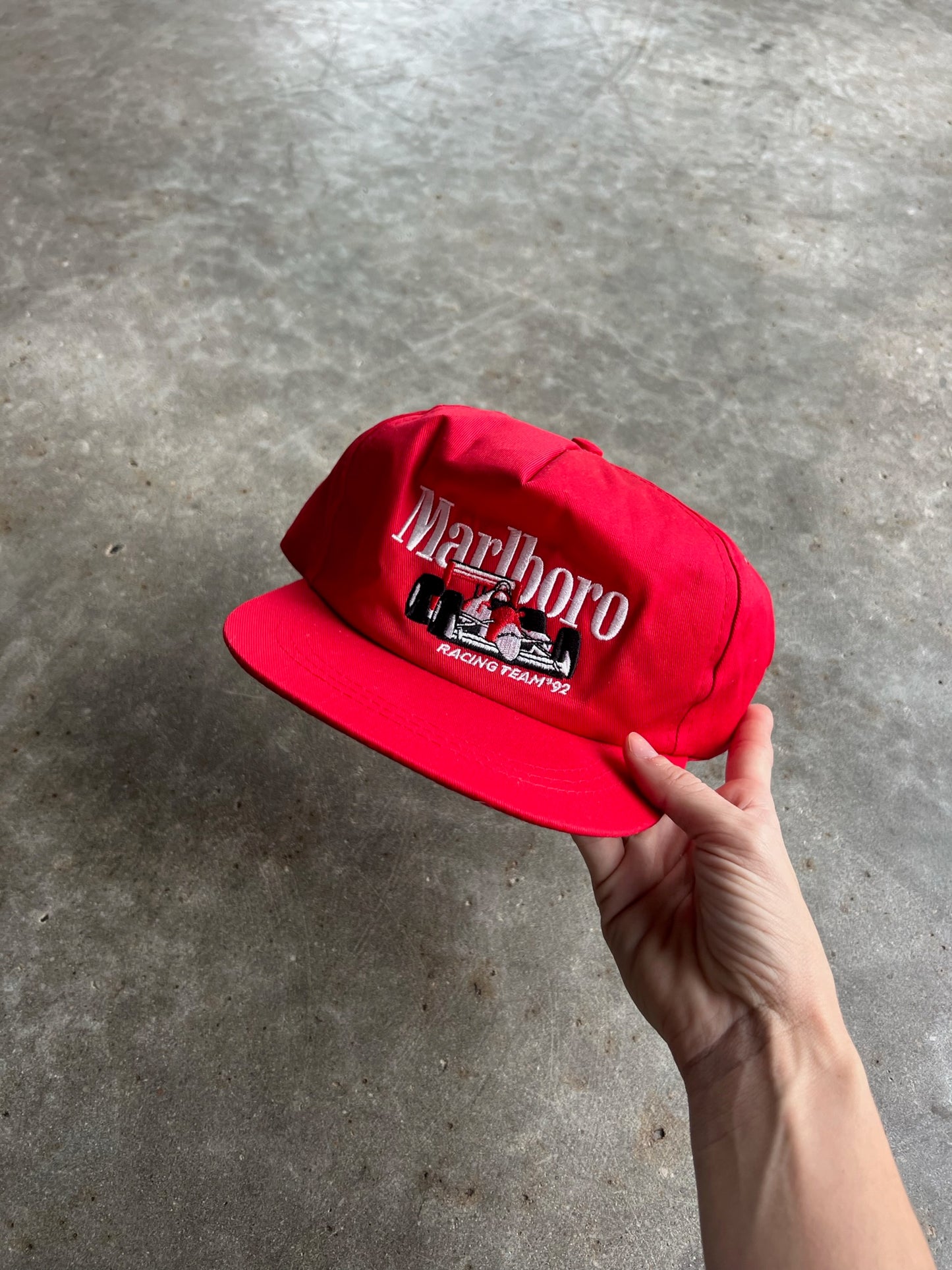 Vintage Red Marlboro Racing Snapback Hat