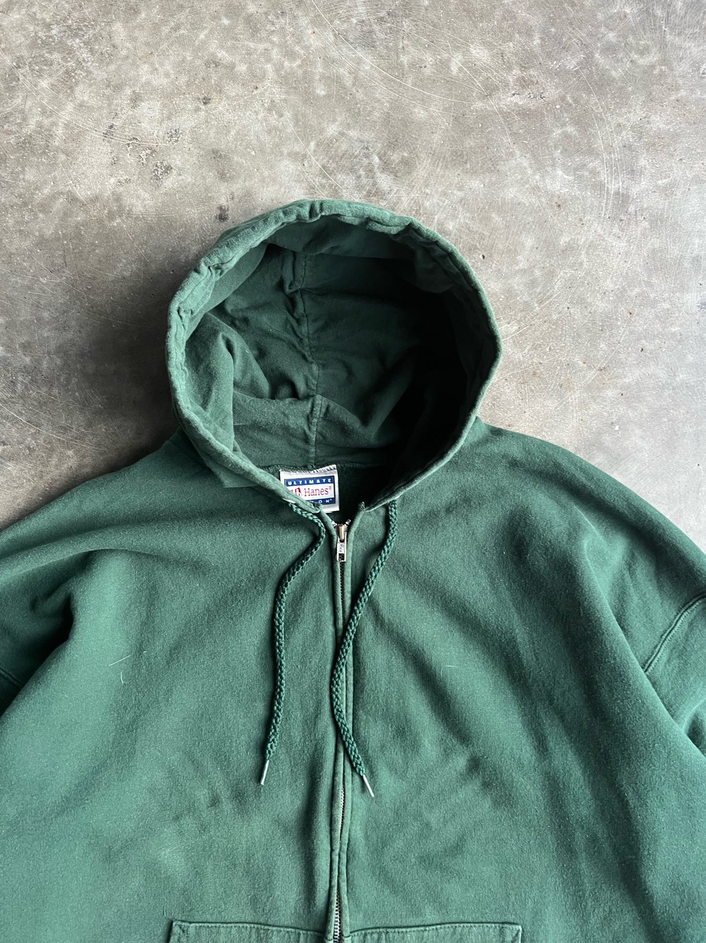 Vintage Green Hanes Hooded Zip Up - XXL