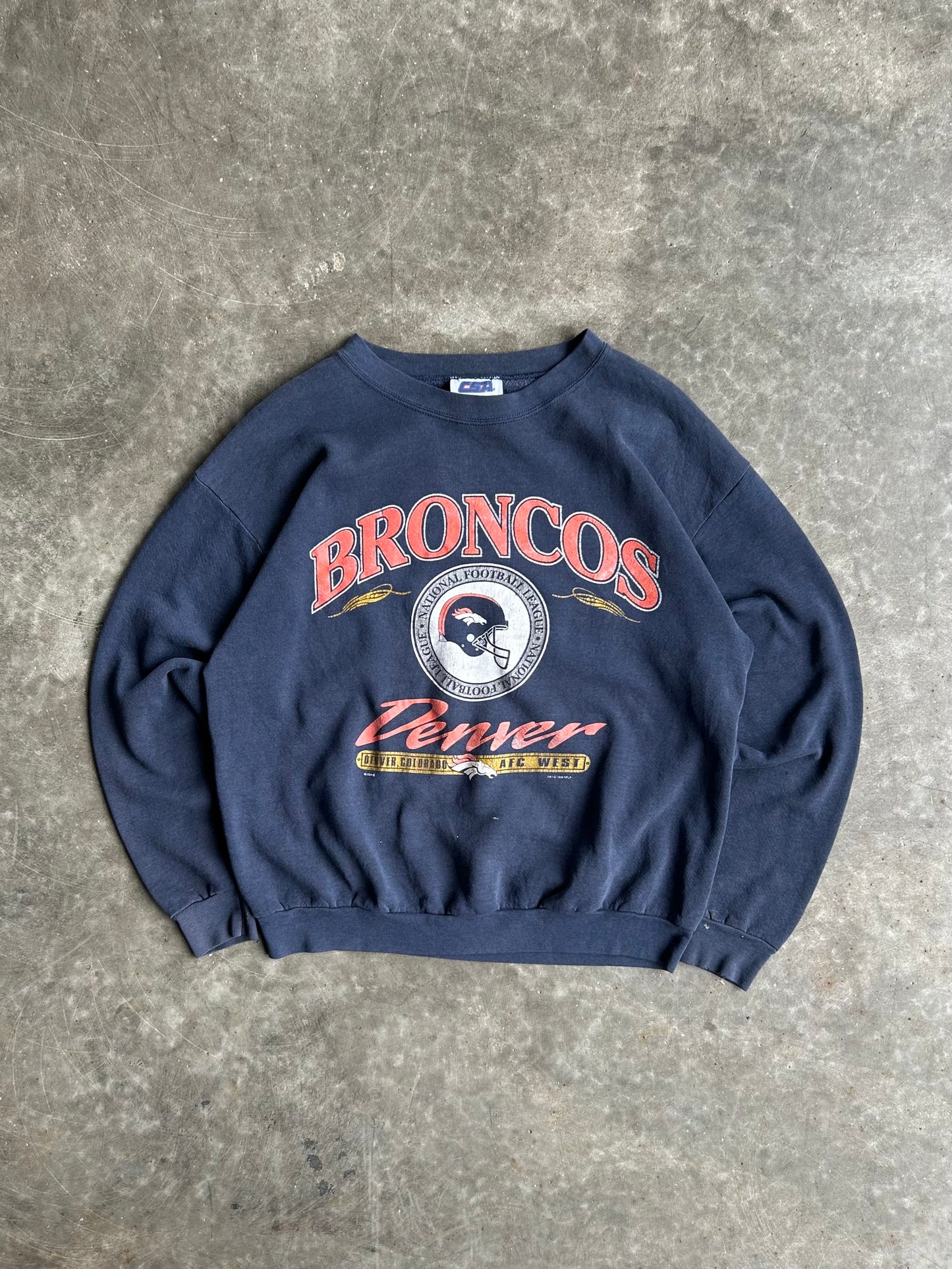 Vintage Navy Denver Broncos Crew - L