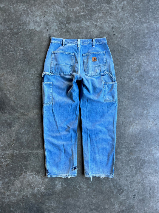 Vintage Faded Medium Wash Carhartt Carpenter Pants - 32