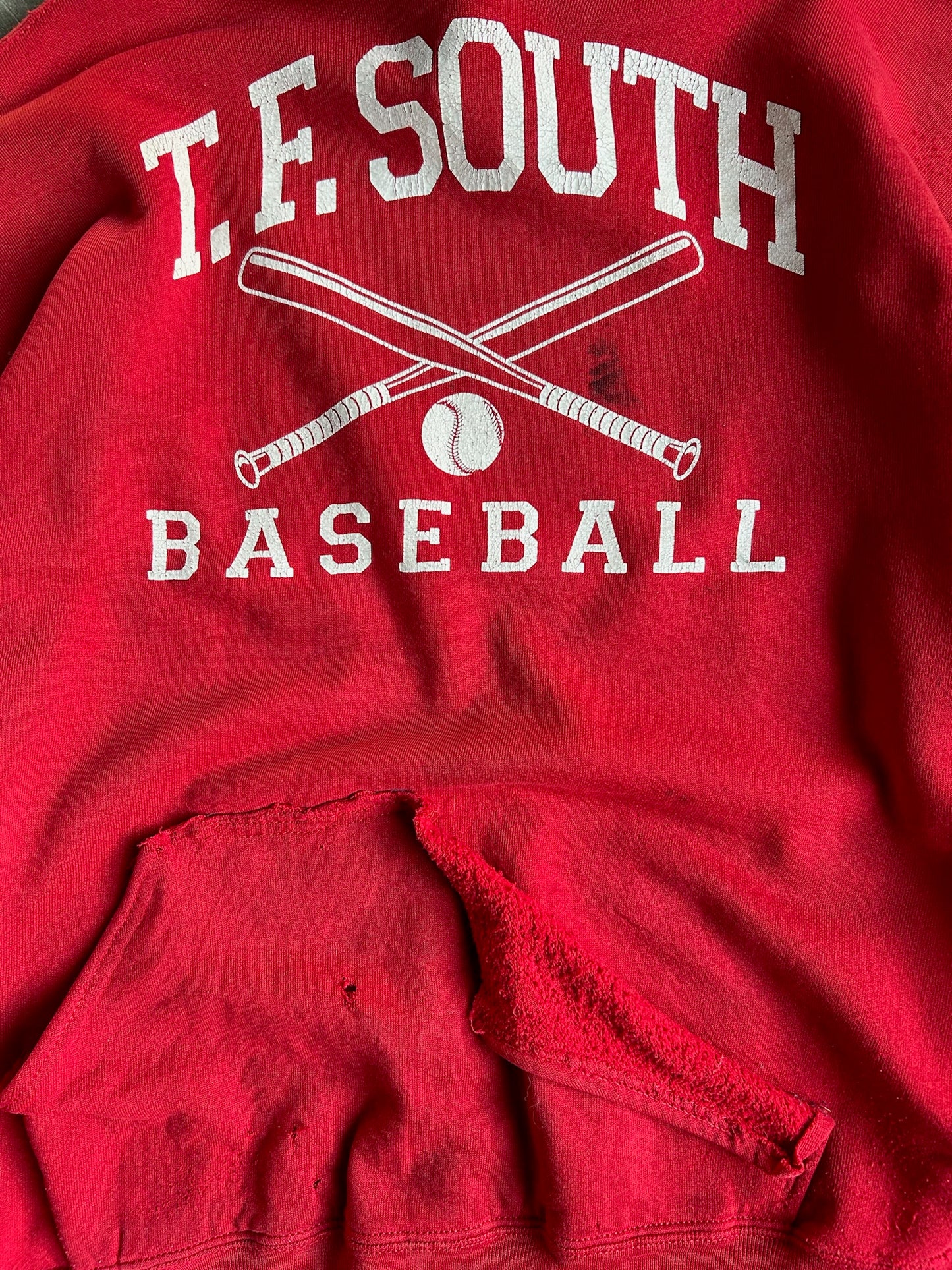 Vintage Red T.F. South Baseball Russell Hoodie - XL