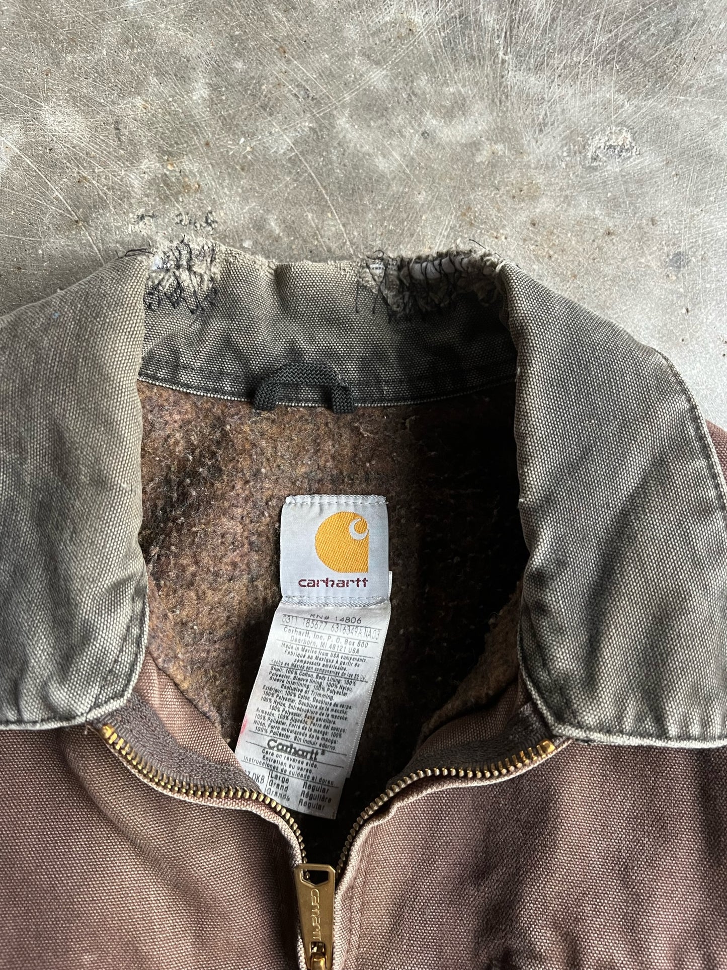 Vintage Brown Flannel Lined Carhartt Detroit Jacket - L