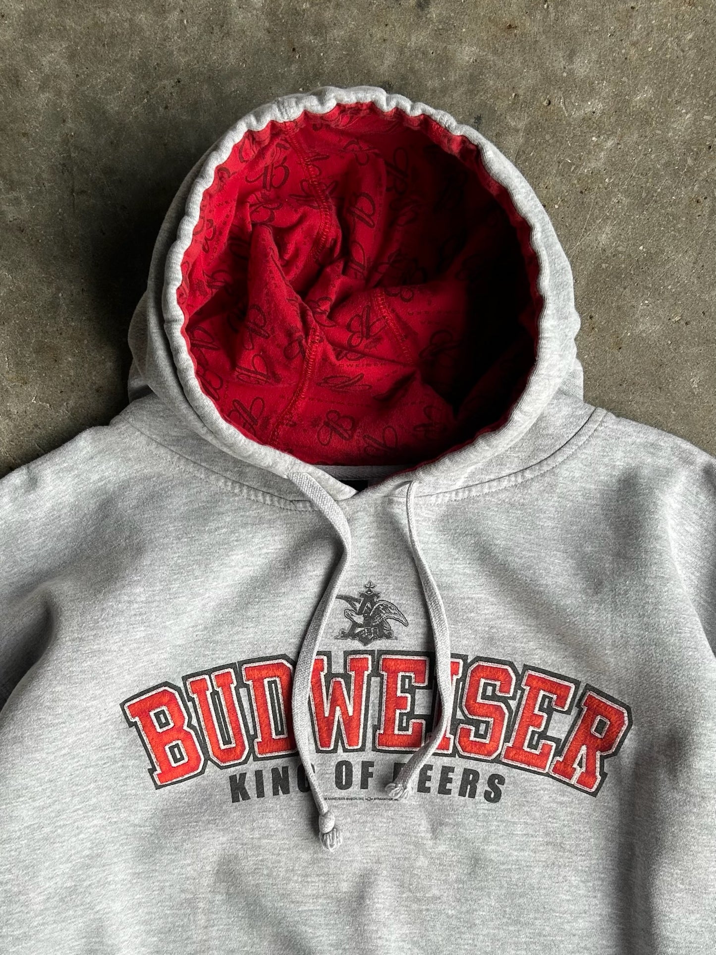 Vintage Grey Budweiser King Of Beers Hoodie - XL