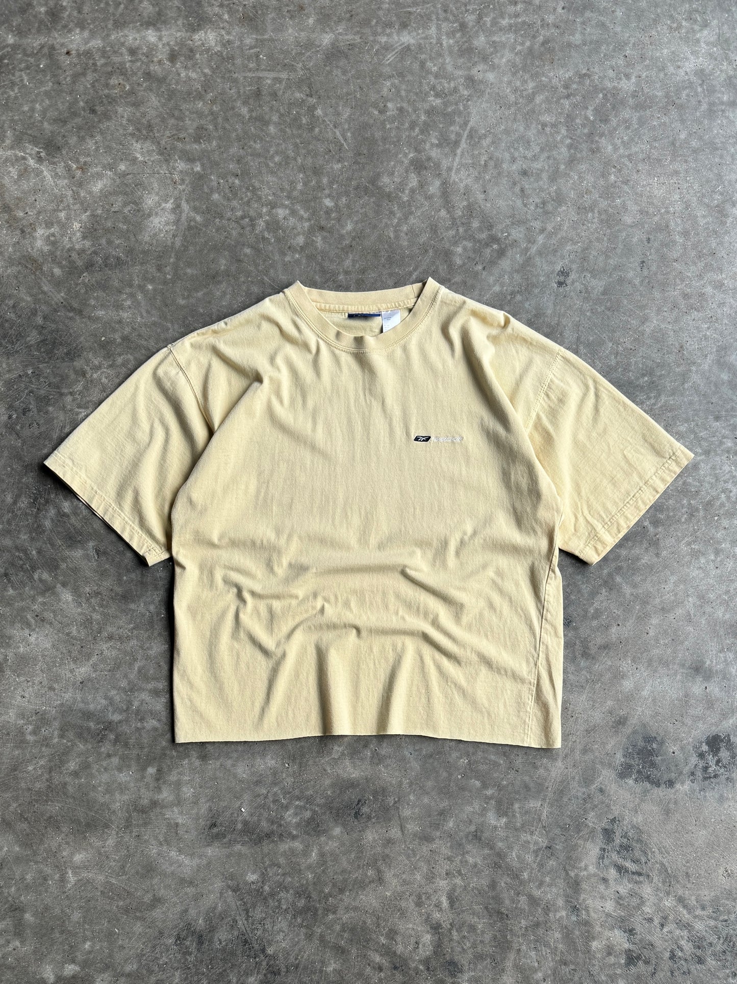 Vintage Yellow Cropped Reebok Tee - L