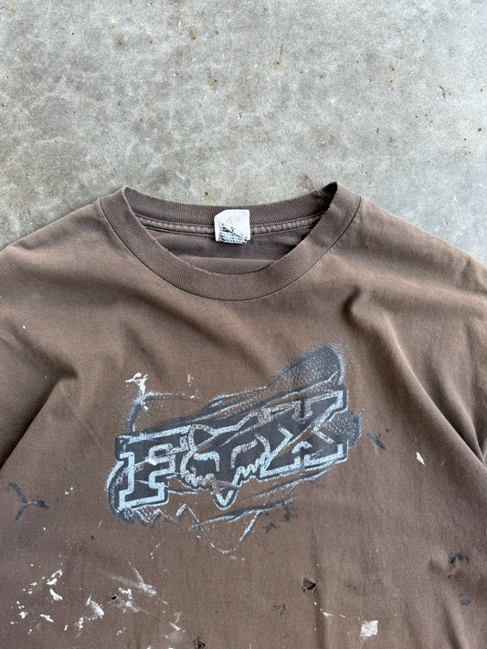 Vintage Brown Fox Racing Distressed Tee - XL