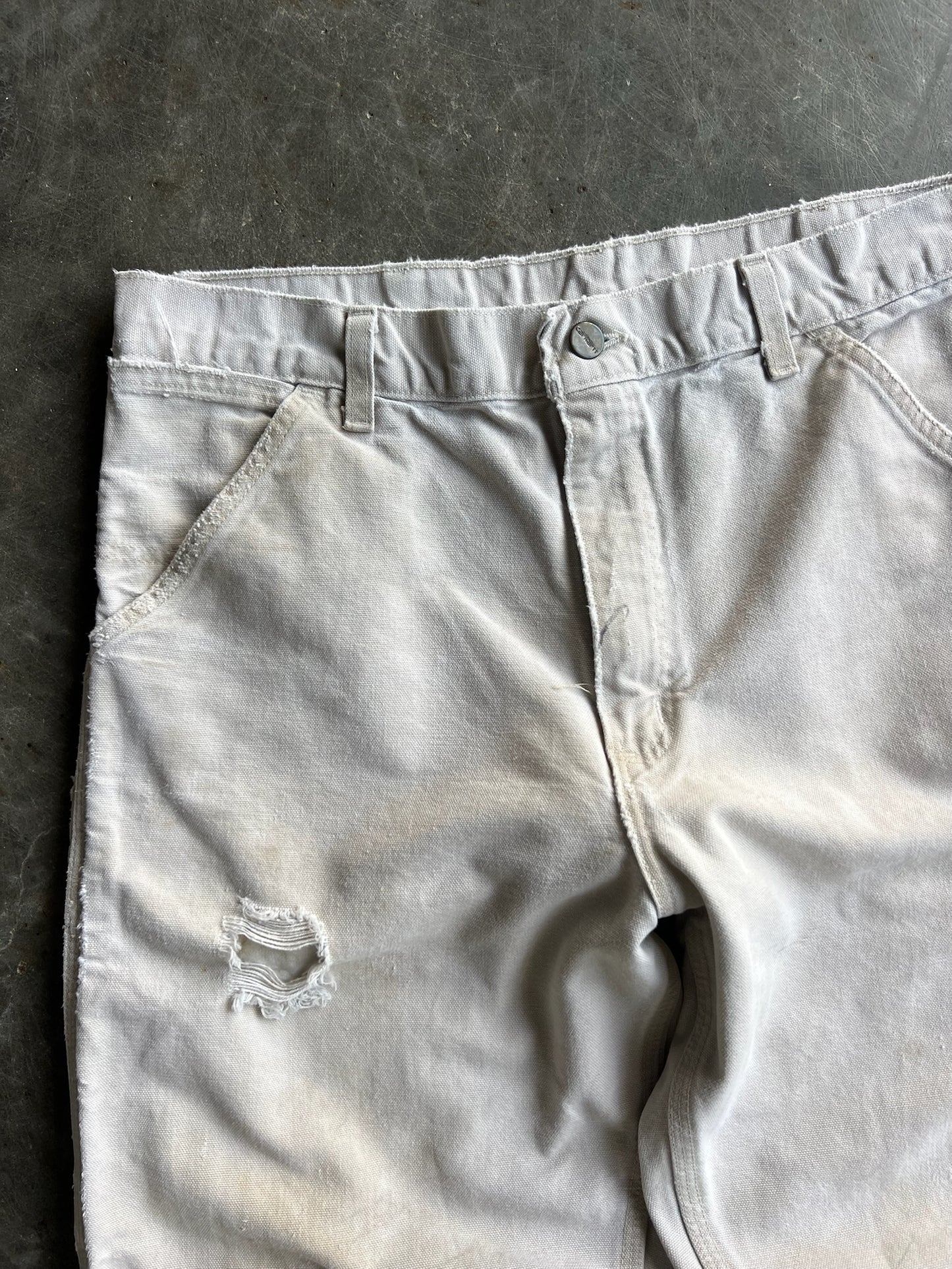 Vintage Cream Distressed Carhartt Carpenter Pants - 34