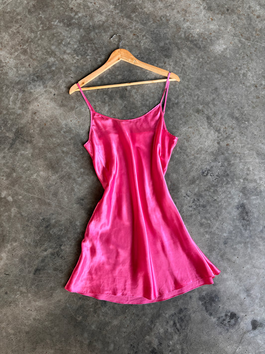 Vintage Pink Silk Dress - L