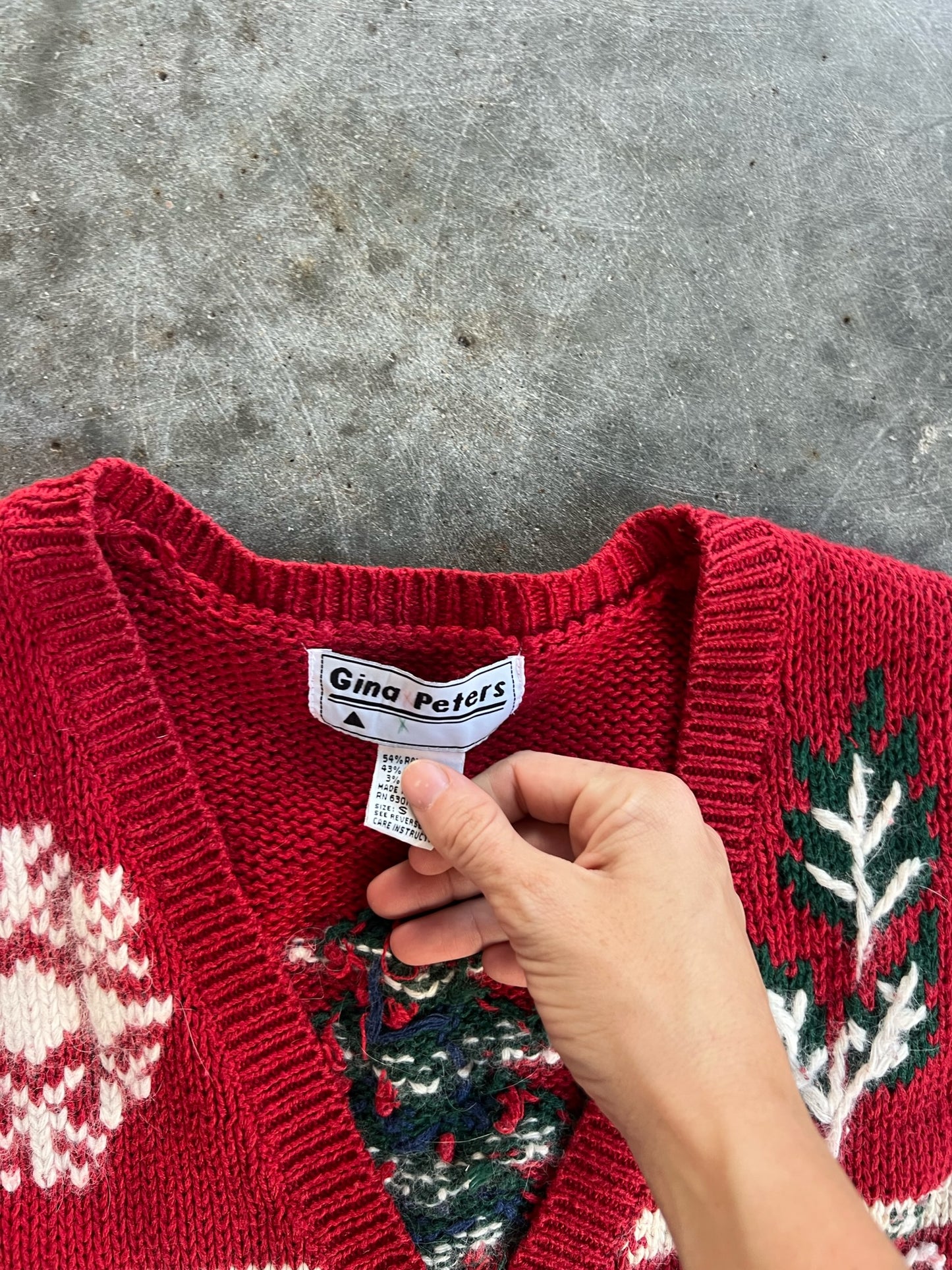 Vintage Red Christmas Sweater Vest - S