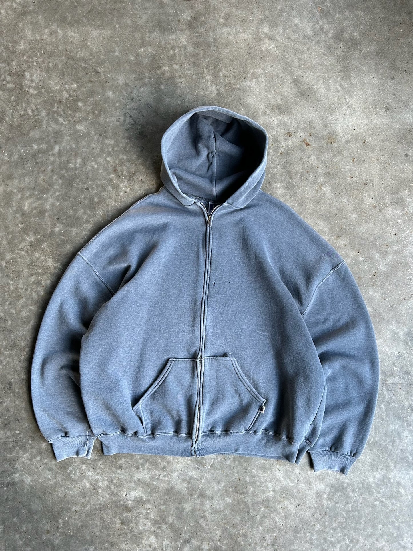 Vintage Dusty Grey Blank Russell Zip Up Hoodie - XXL