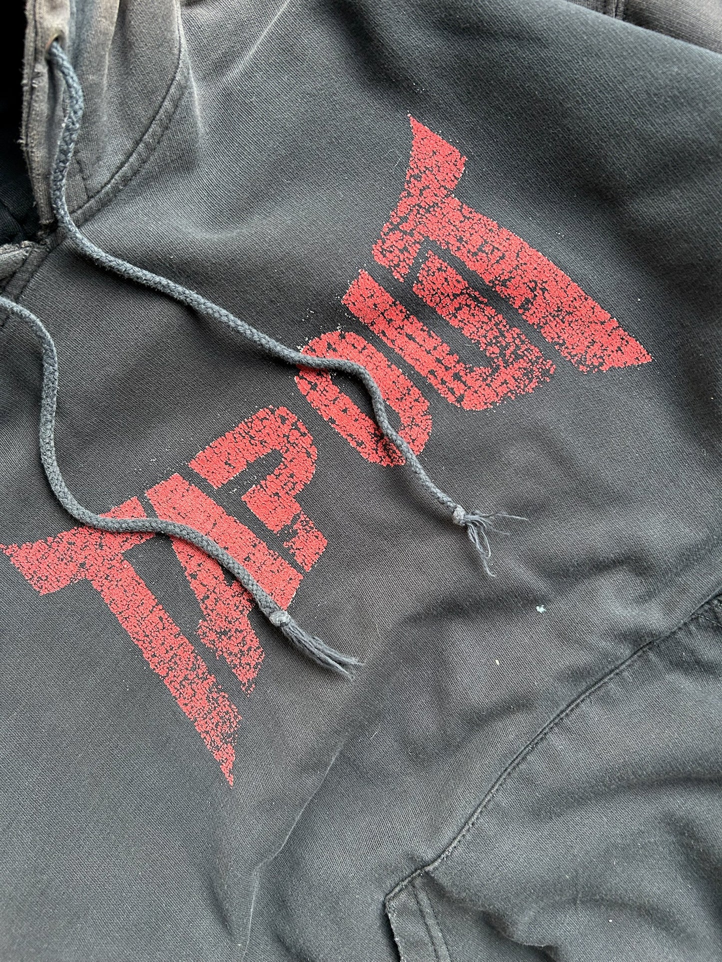 Vintage Faded Black Tap Out Hoodie - L